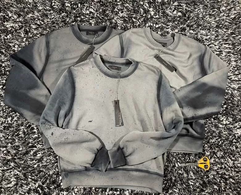 Amiri Amiri Distressed Sweatshirt in Black and Gray Size US S / EU 44-46 / 1 - 1 Thumbnail