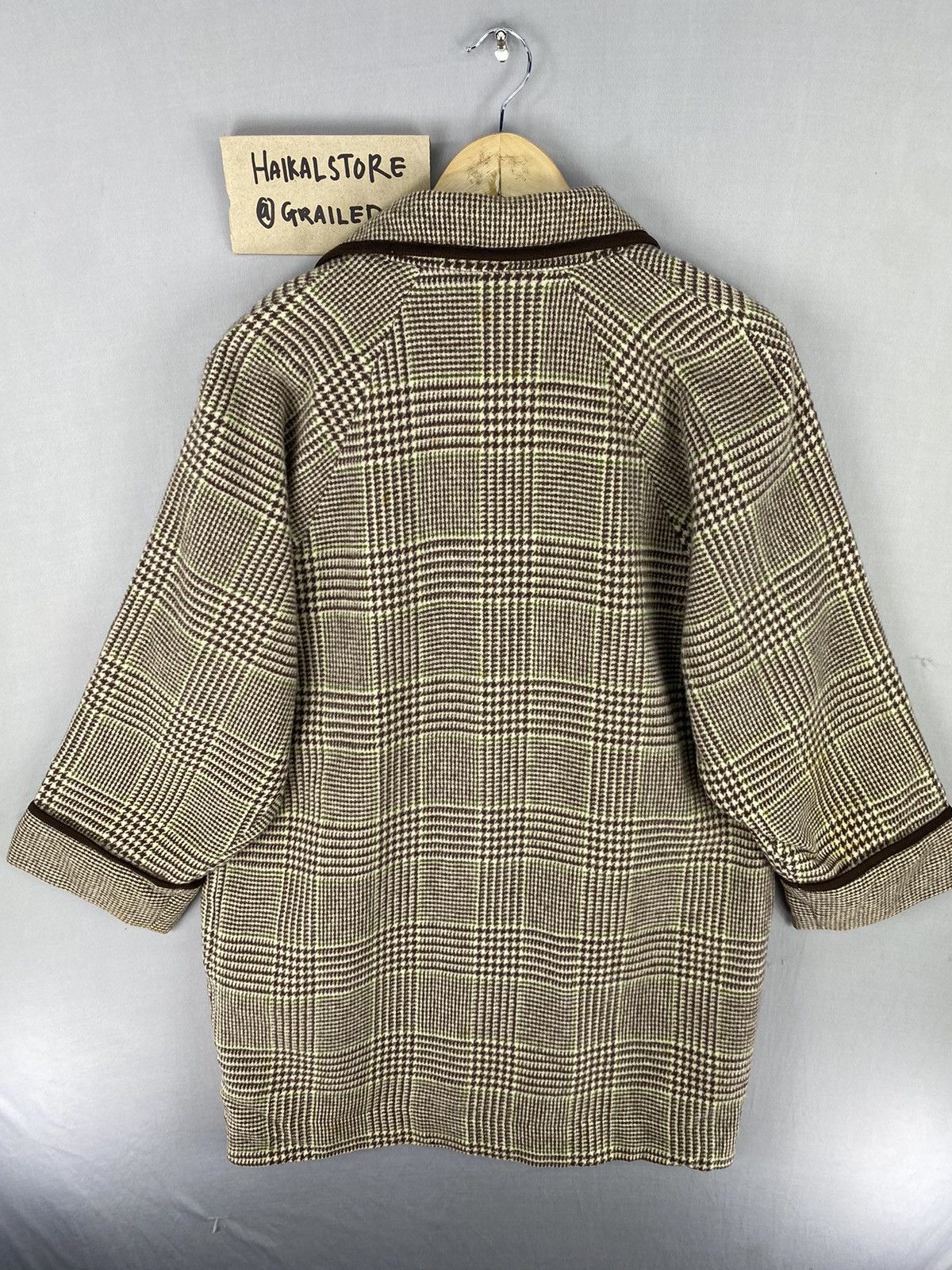 Designer Vintage Amour Homme Kimono Cardigan Houndstooth Size L / US 10 / IT 46 - 4 Thumbnail