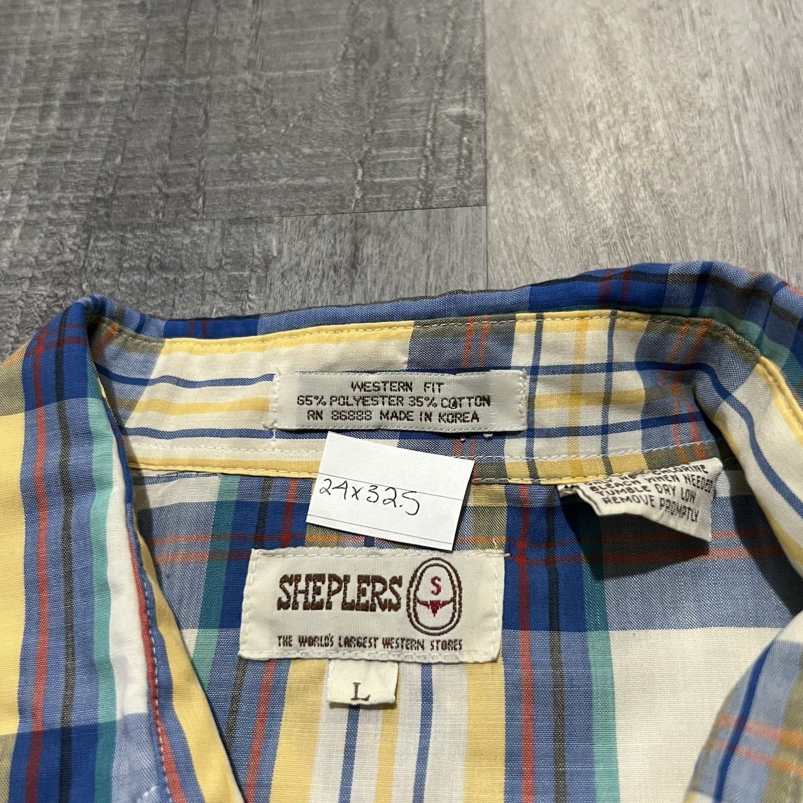 Other VTG Sheplers 80s Western Pearl Snap Cowboy Plaid Shirt SS Size US L / EU 52-54 / 3 - 4 Thumbnail