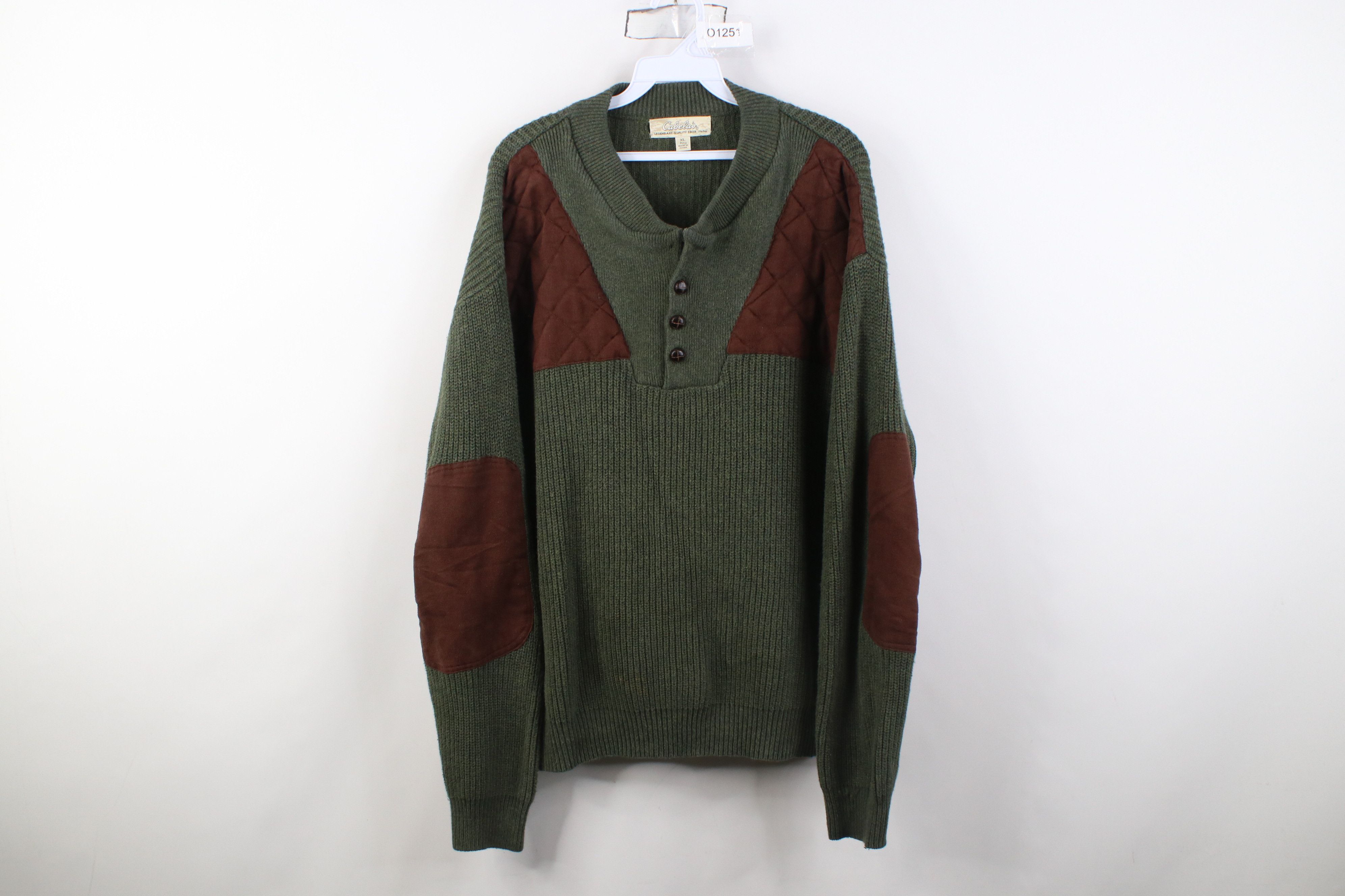 Cabelas Vintage Cabelas Knit Elbow Patch Shooting Henley Sweater Size US XL / EU 56 / 4 - 1 Thumbnail