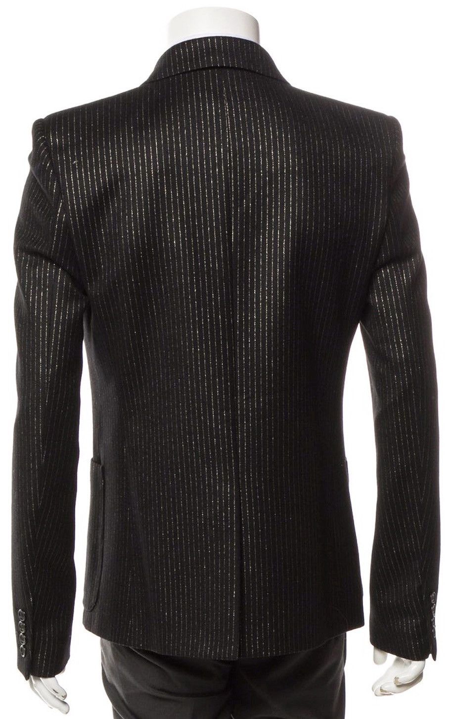 Saint Laurent Paris SAINT LAURENT Double-Breasted Black Pinstripe Blazer Size 50 Size 50R - 3 Thumbnail
