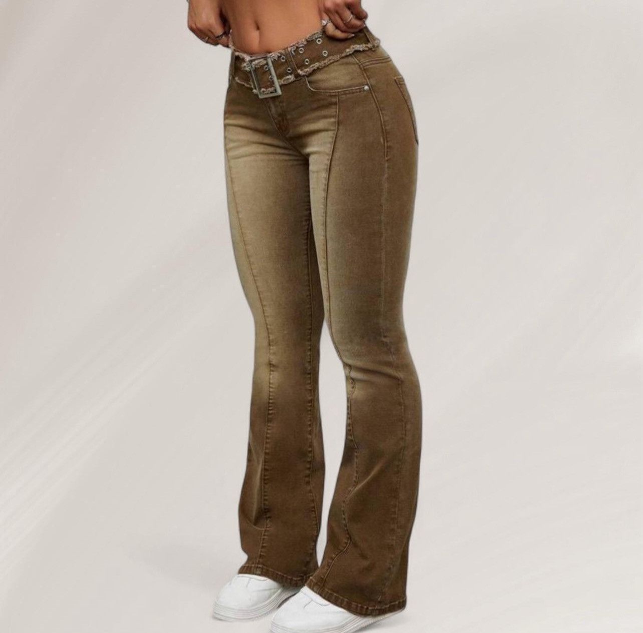 Shein Brown SHEIN low-rise flare jeans Size 28" / US 6 / IT 42 - 1 Thumbnail
