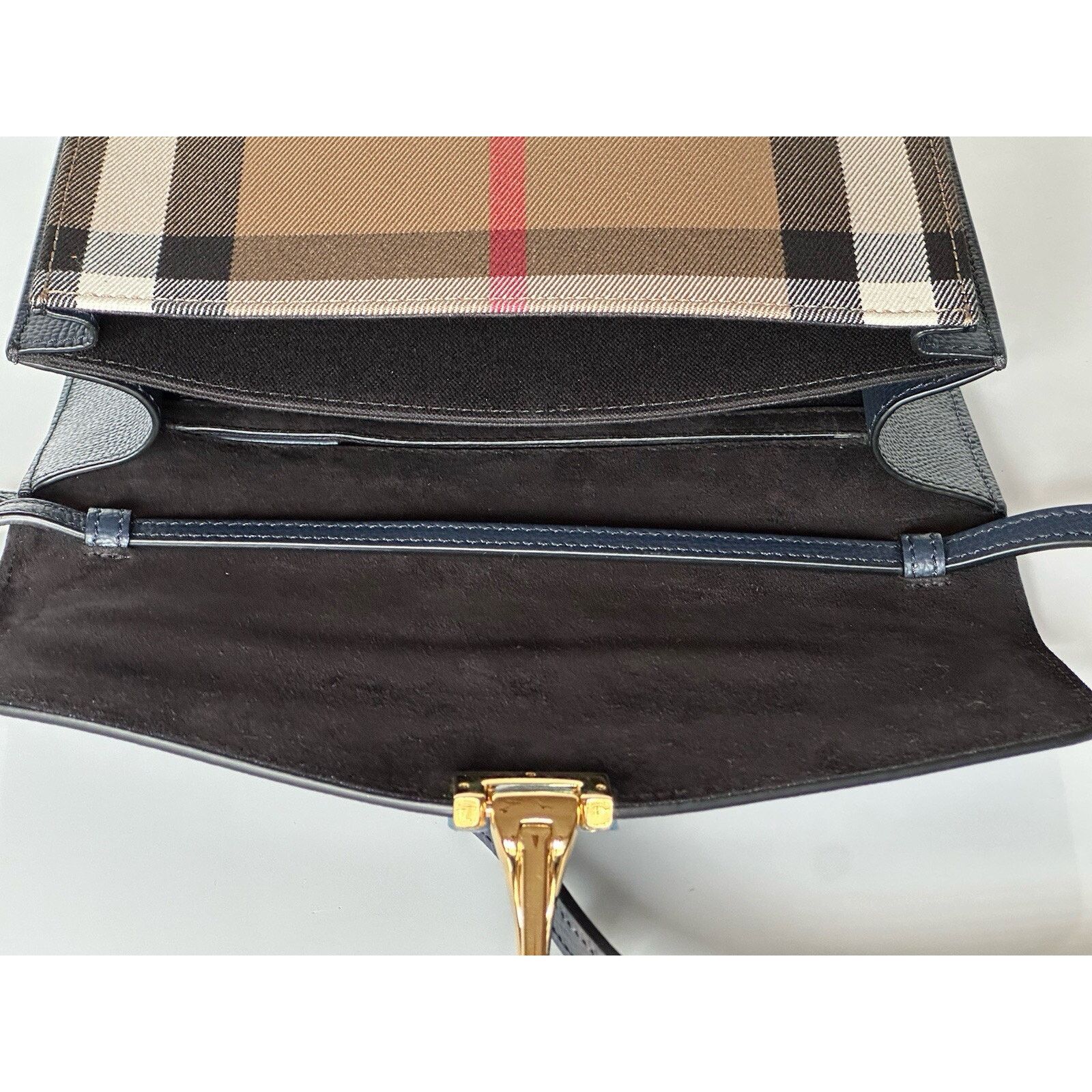 Burberry Burberry Small Macken House Check Derby Bag Blue 39972051 Size ONE SIZE - 12 Thumbnail
