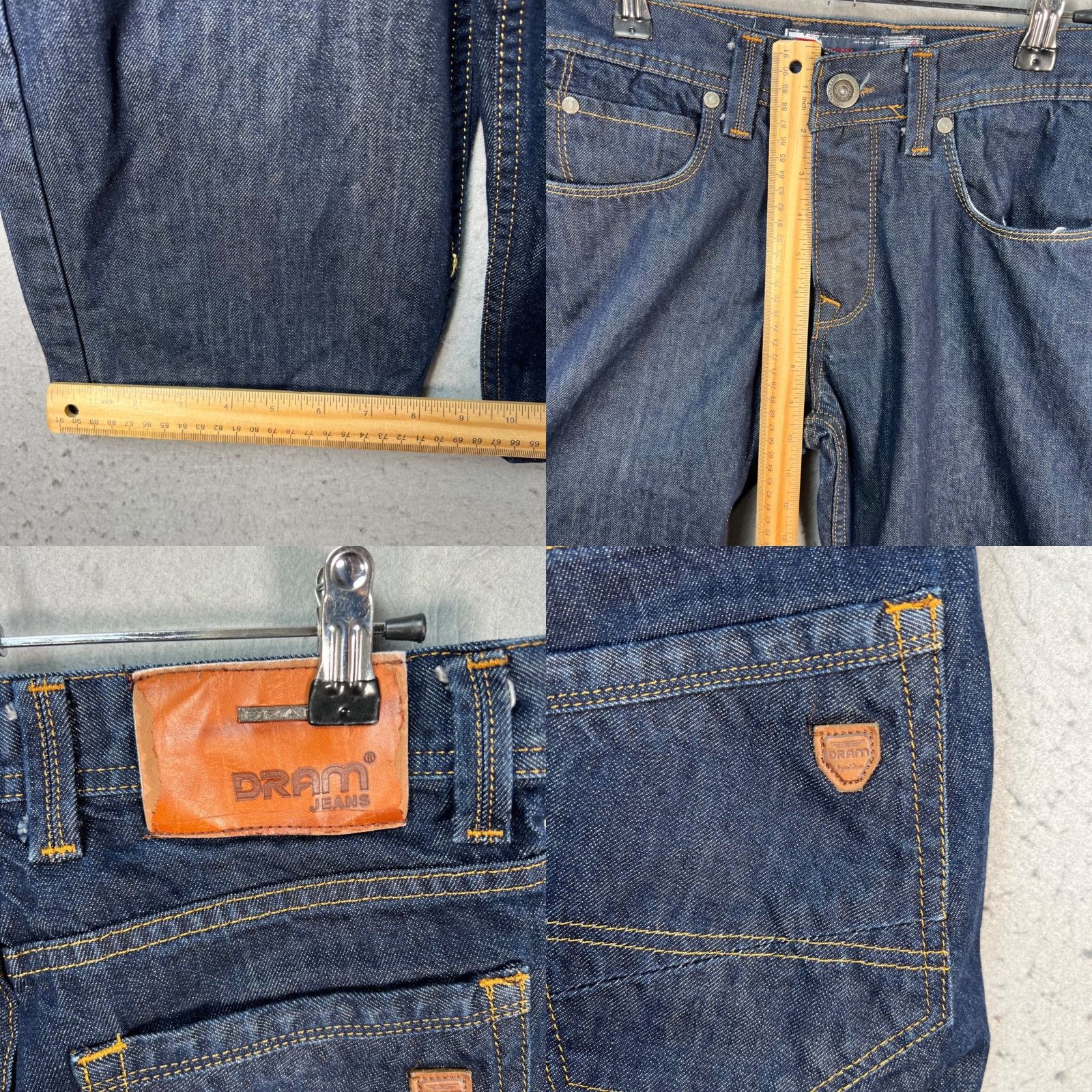 Denime DRAM Jeans Bermuda Denim Shorts 31 Mens 100% Cotton Baggy Blue Pocket 5-Pocket Inseam 12in Mid Rise Summer Vintage Mens Size US 31 - 8 Thumbnail