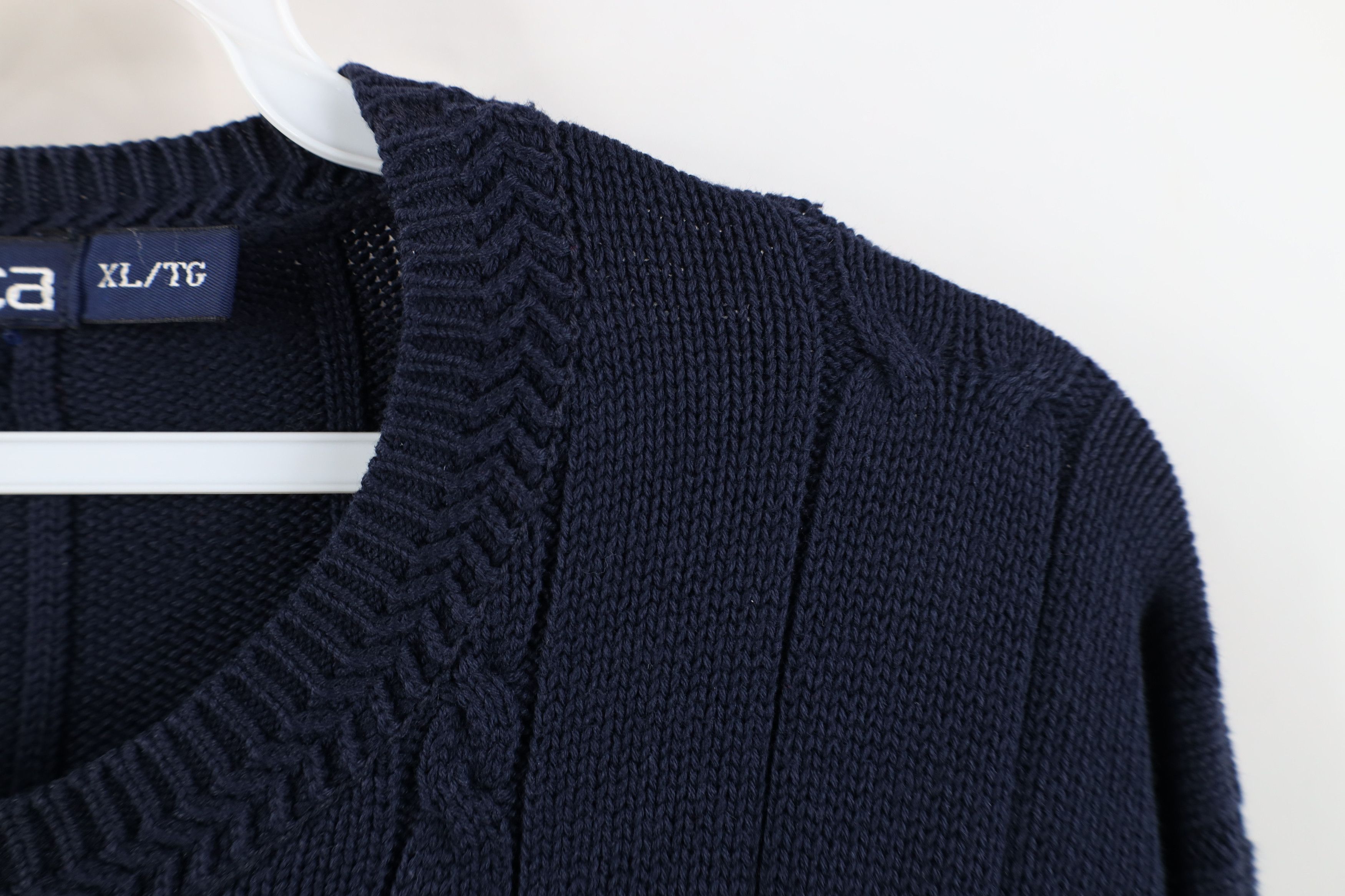 Nautica Vintage 90s Nautica Sailboat Cotton Cable Knit Sweater Blue Size US XL / EU 56 / 4 - 9 Thumbnail