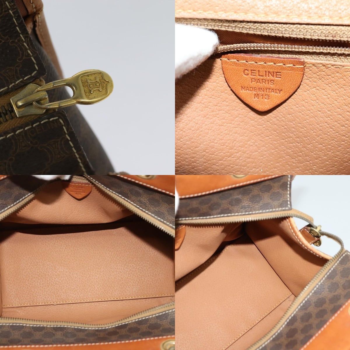 Celine CELINE Macadam Canvas Hand Bag Pvc Leather Brown Gold Size ONE SIZE - 11 Thumbnail