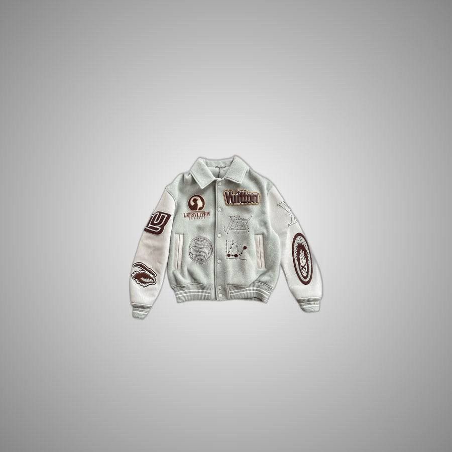 Louis Vuitton LOUIS VUITTON AQUA & WHITE LEATHER VARSITY JACKET Size US XL / EU 56 / 4 - 1 Thumbnail