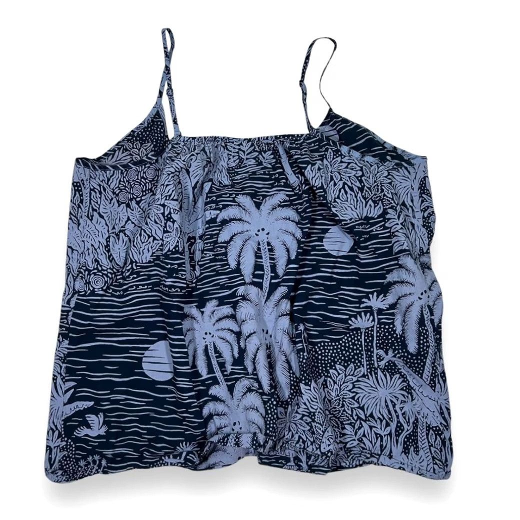 H&M Desmond Dempsey x H& Tropical Palm Print Tank Top - Womens Med M Navy Blue Size M / US 6-8 / IT 42-44 - 2 Thumbnail