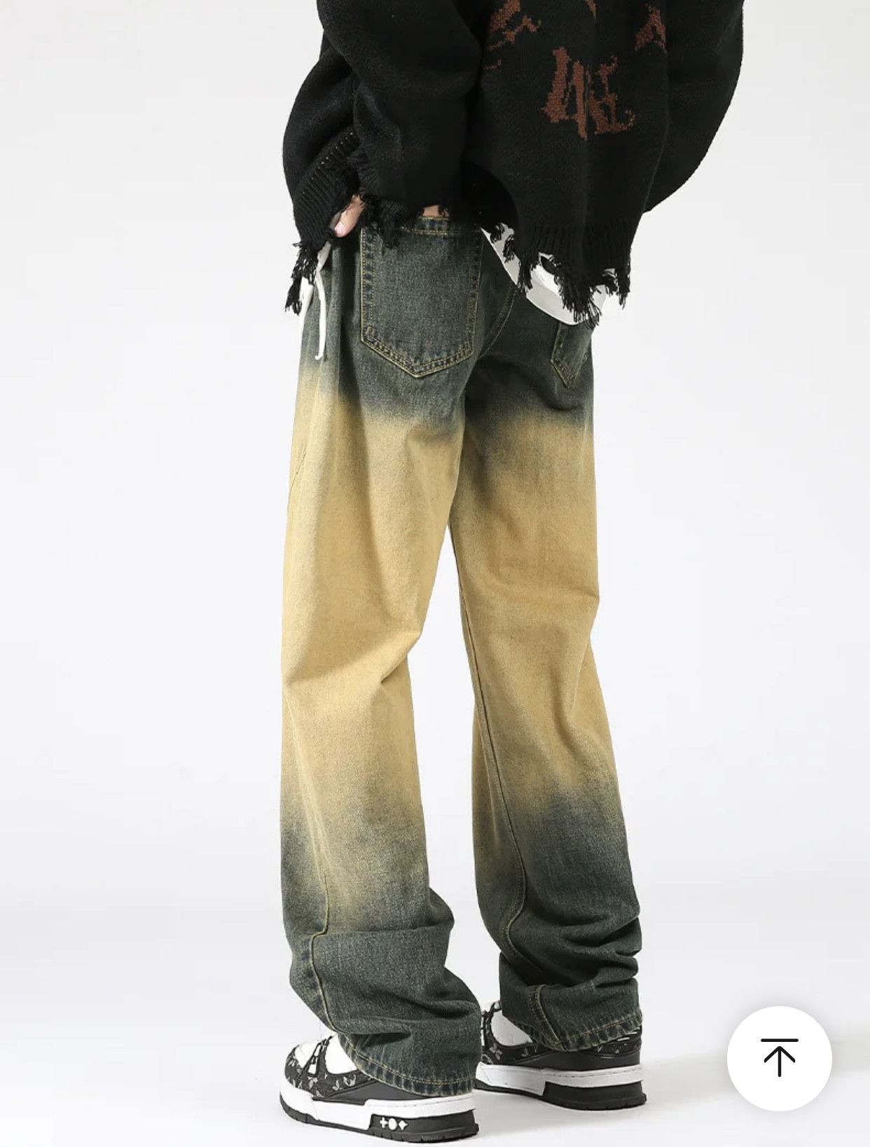 Denime × Japanese Brand Washed Old Jeans Men's Design Loose Tide Straight Pants Size US 31 - 5 Thumbnail