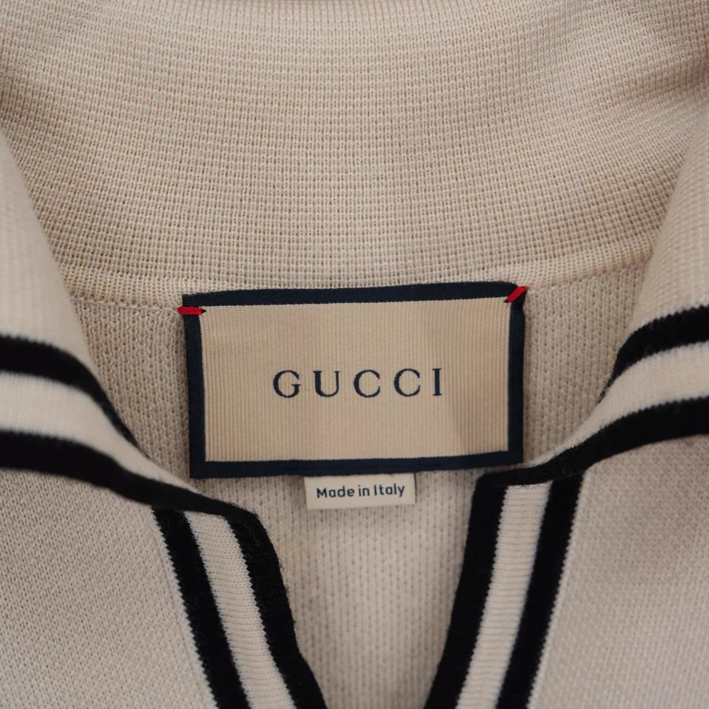Gucci Gucci Beige Navy Collar Short-Sleeve Knit Top S 165 Size S / US 4 / IT 40 - 3 Thumbnail