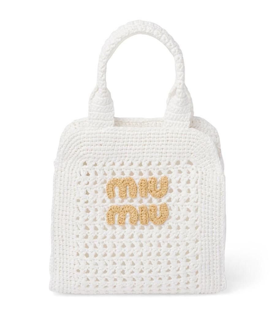 Miu Miu o1B3y1r0426 Size: OS / Crochet Tote Bag in White Size ONE SIZE - 1 Thumbnail