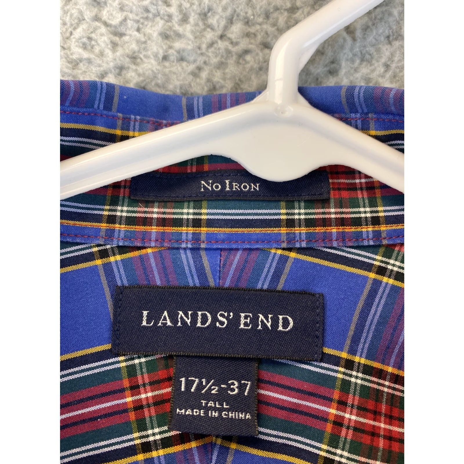 Lands' End VINTAGE Lands' End Button-Up Shirt Men 17.5-37 Blue Check Cotton Long Sleeve Button-Down Collared 100% Cotton Classic Regular Mens Size US XL / EU 56 / 4 - 5 Thumbnail