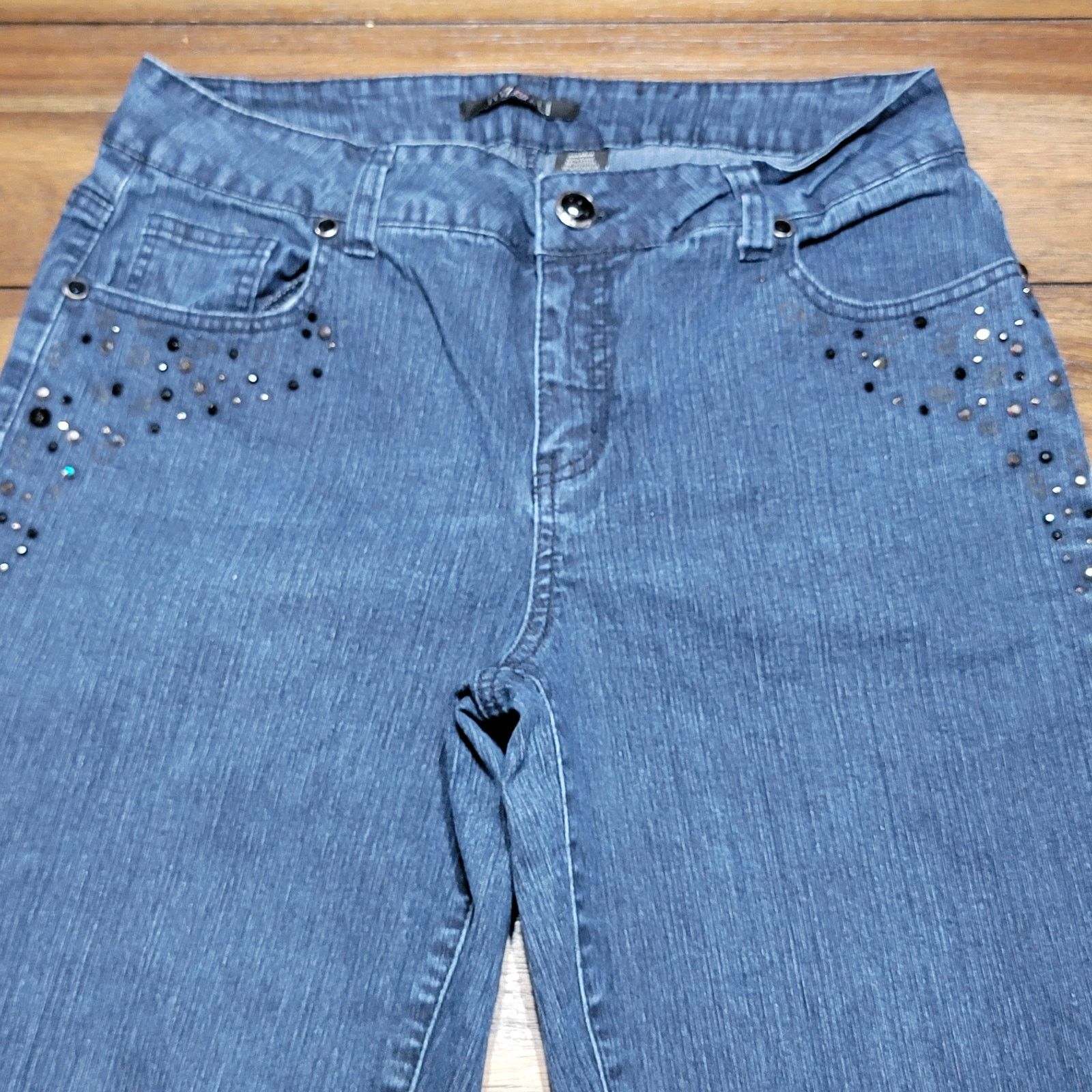 Other Roz & Ali Straight Denim Jeans w/ Front Bling - 12 Average Size 34" / US 12 / IT 48 - 2 Thumbnail