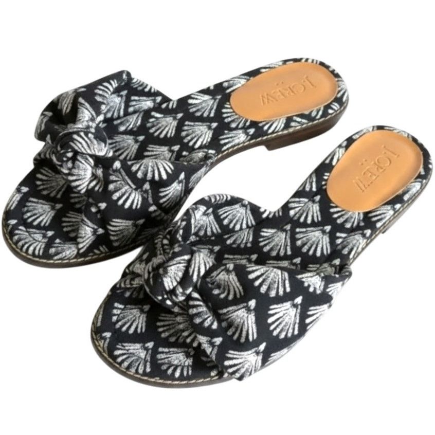 J.Crew J.Crew Black Ivory Printed Knot Slide Sandals, US7 Size US 7 / IT 37 - 6 Thumbnail