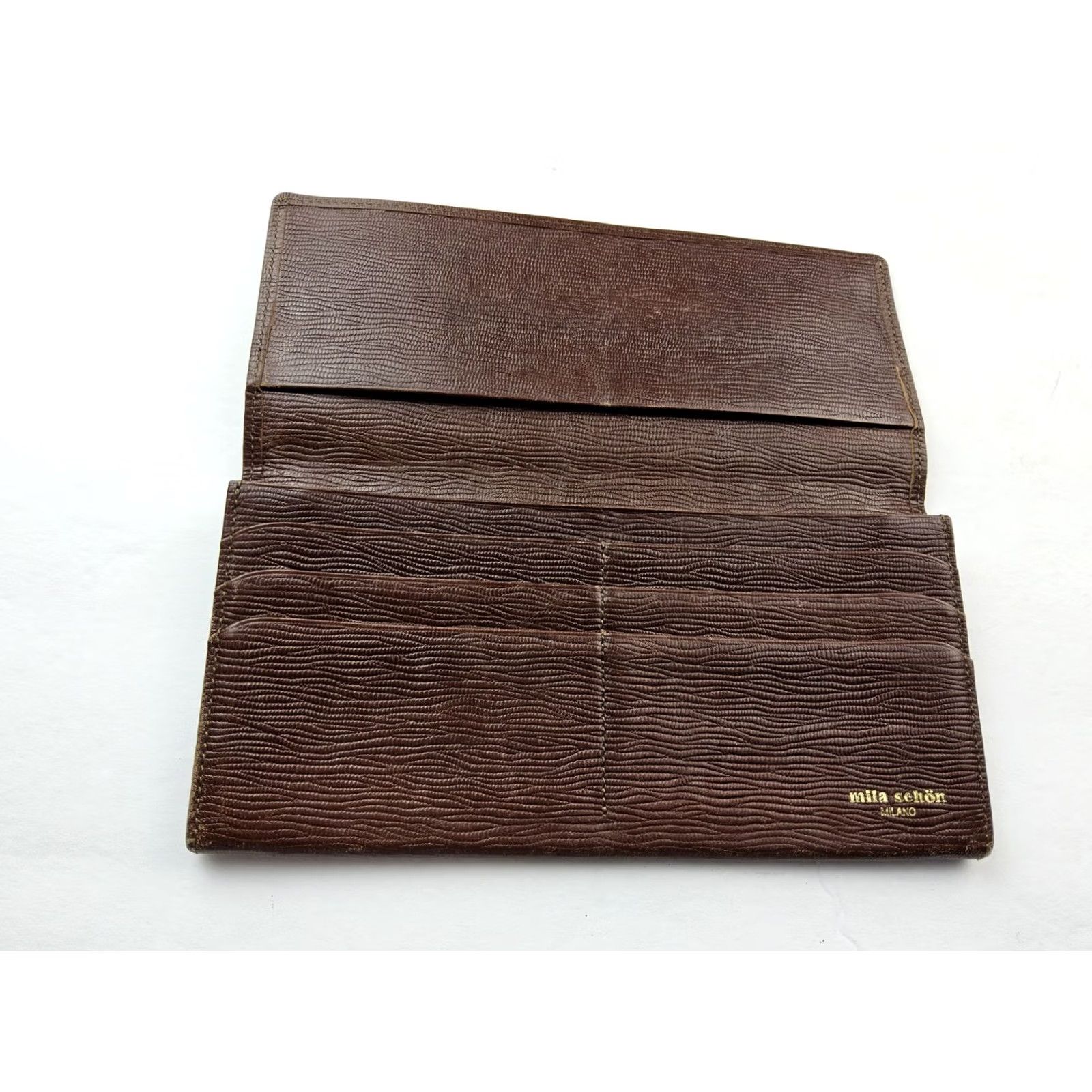 Vintage Mila Sehon Milano Leather Wallet Full Size Long Burgundy Women, 7.25x3.5, Pre-Owned, Wallet Size ONE SIZE - 6 Thumbnail
