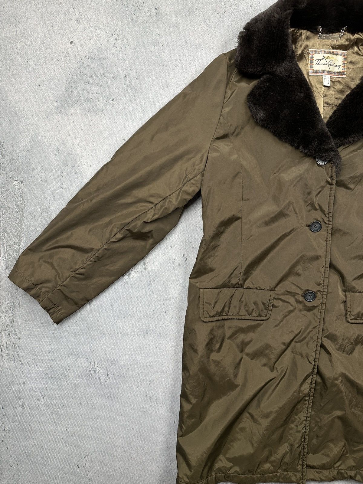 Burberry Vintage Thomas Burberry 80s Faux Fur Collar Long Padded Coat Size XL / US 12-14 / IT 48-50 - 11 Thumbnail
