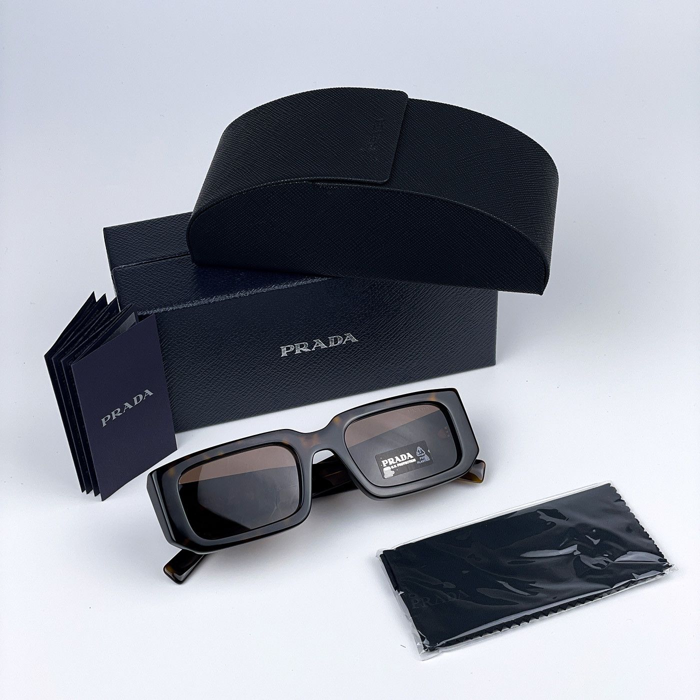 Prada NEW Prada PR06YS 2AU8C1 Rectangle Unisex Sunglasses Size ONE SIZE - 11 Thumbnail