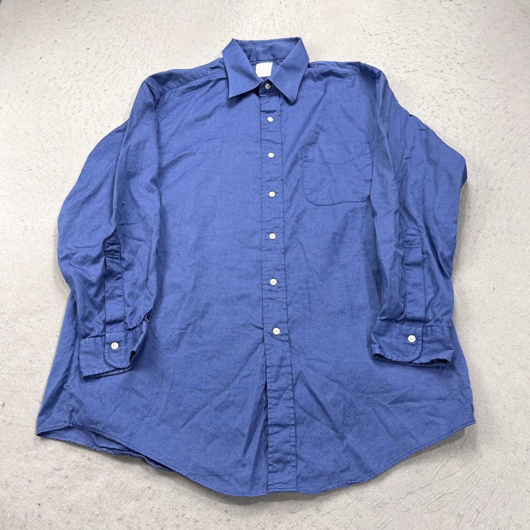 Brooks Brothers VINTAGE Brooks Brothers Shirt Mens 16.5 Blue Solid Classic Made USA Dress Shirt Size 46R - 2 Thumbnail