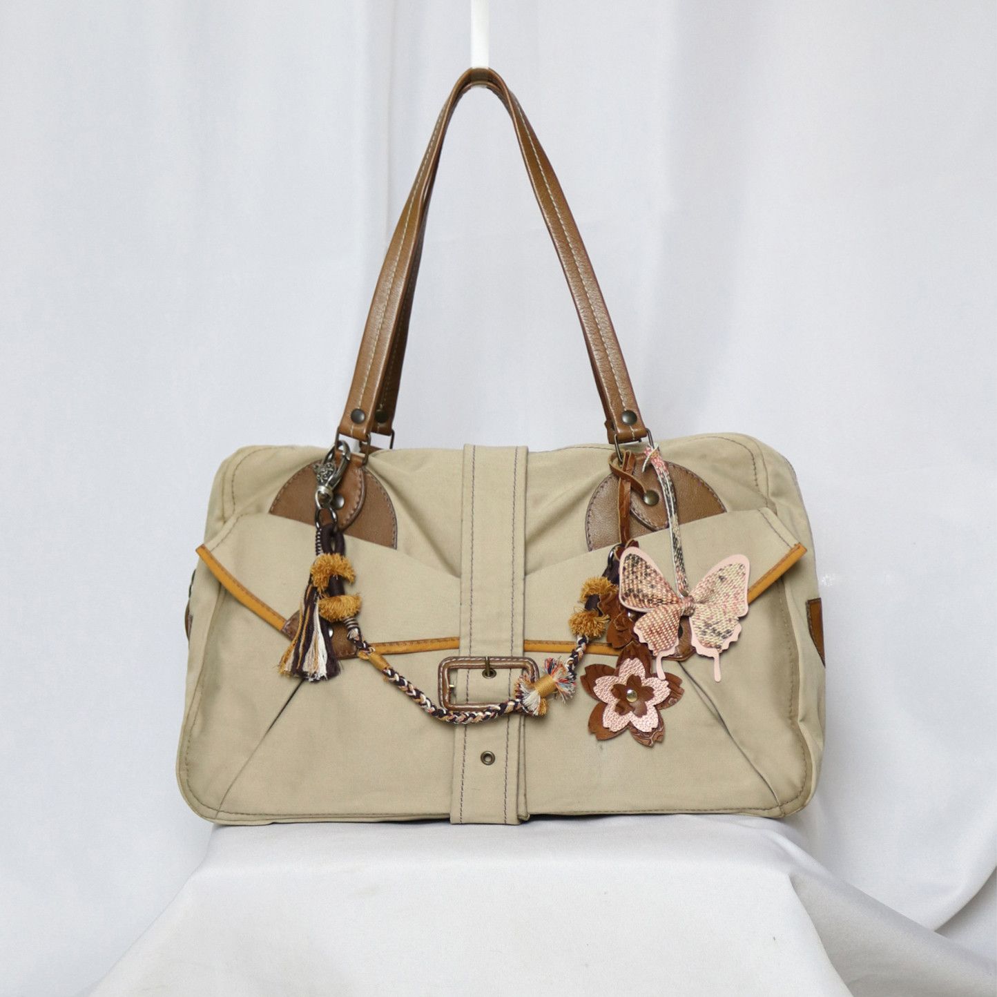 Miu Miu Miu Miu 2002 runway leather trim canvas bag Size ONE SIZE - 1 Thumbnail