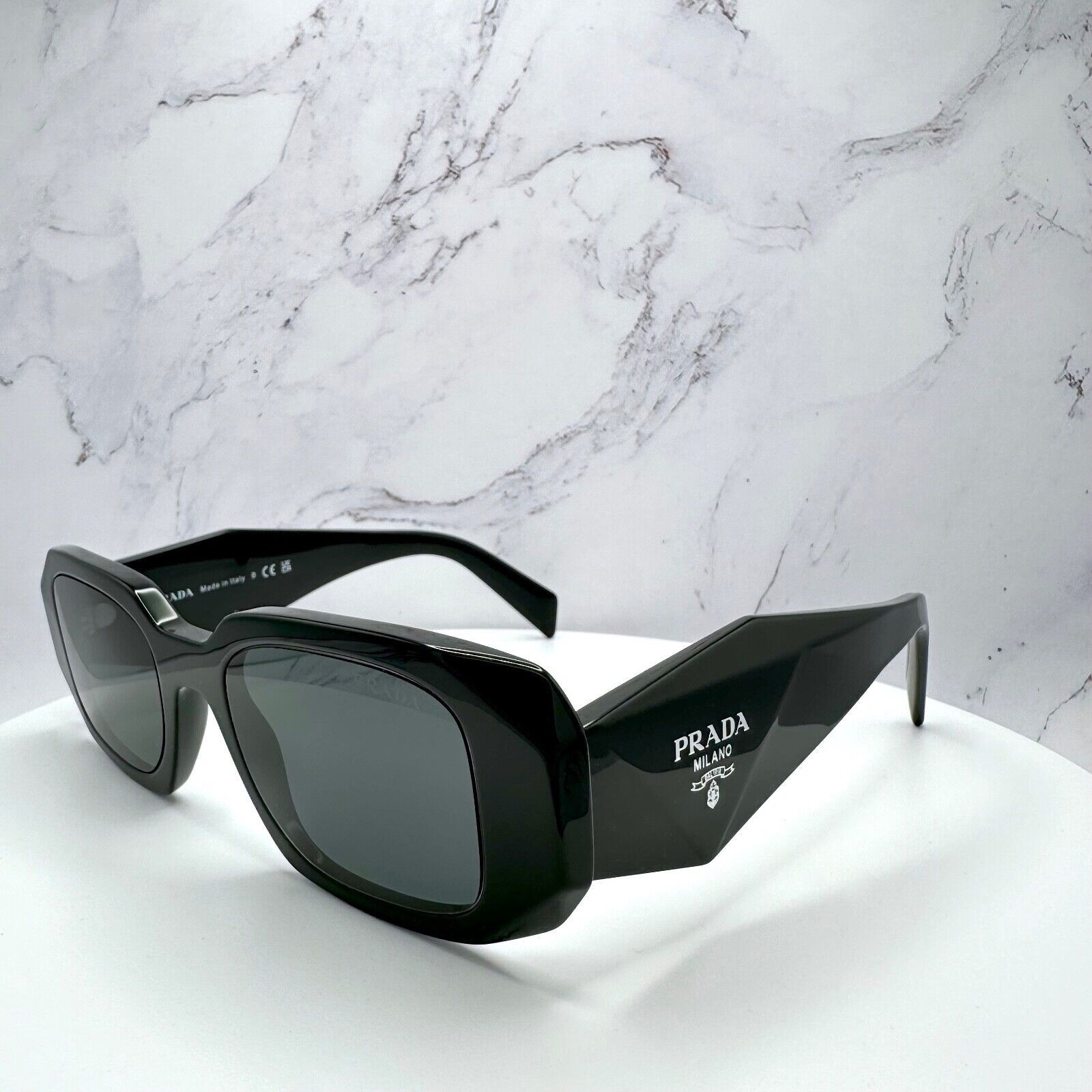 PRADA Sunglasses Black Acetate PR 17WS Symbole Authentic