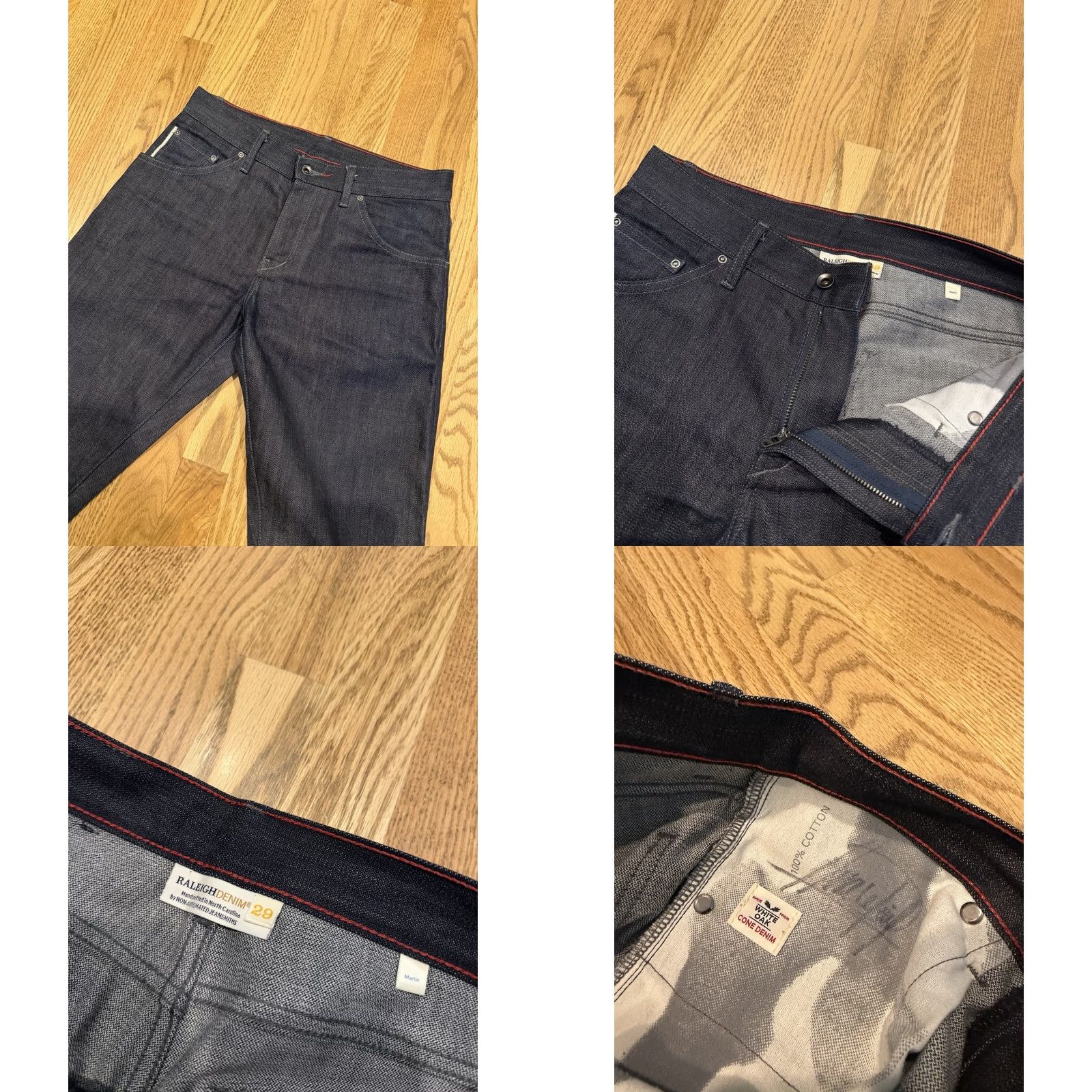 Raleigh Denim Raleigh Denim Martin Jeans Slim 29x29 Blue Denim Regular 30 in Waist 29 in Inseam 29 in 5-Pocket USA Cone Selvage Raw Dark Denim Pants Men’s Size US 29 - 8 Thumbnail