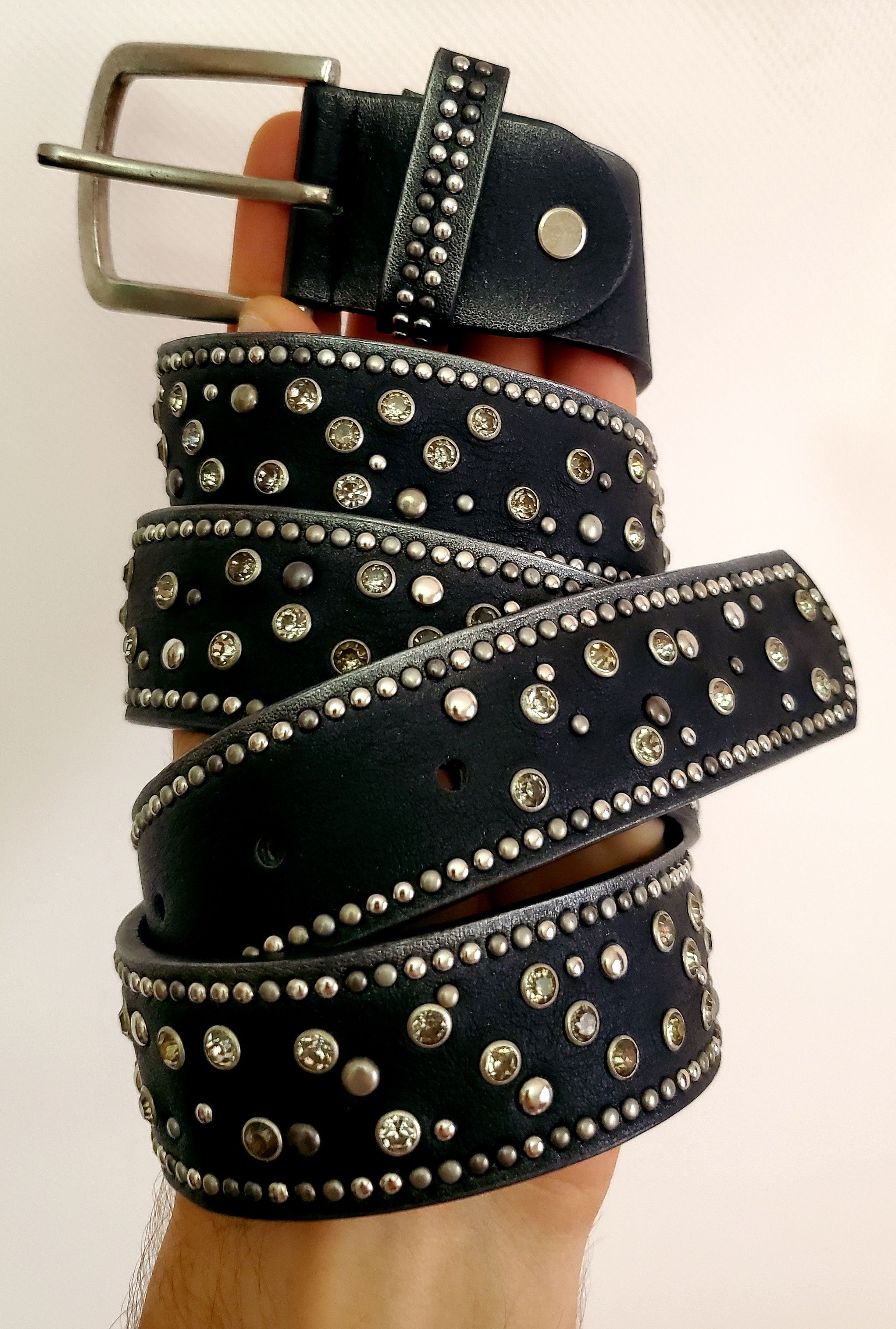 Japanese Brand × Vintage Vintage Steel Leather Studded Belt length 115 cm Size ONE SIZE - 1 Thumbnail