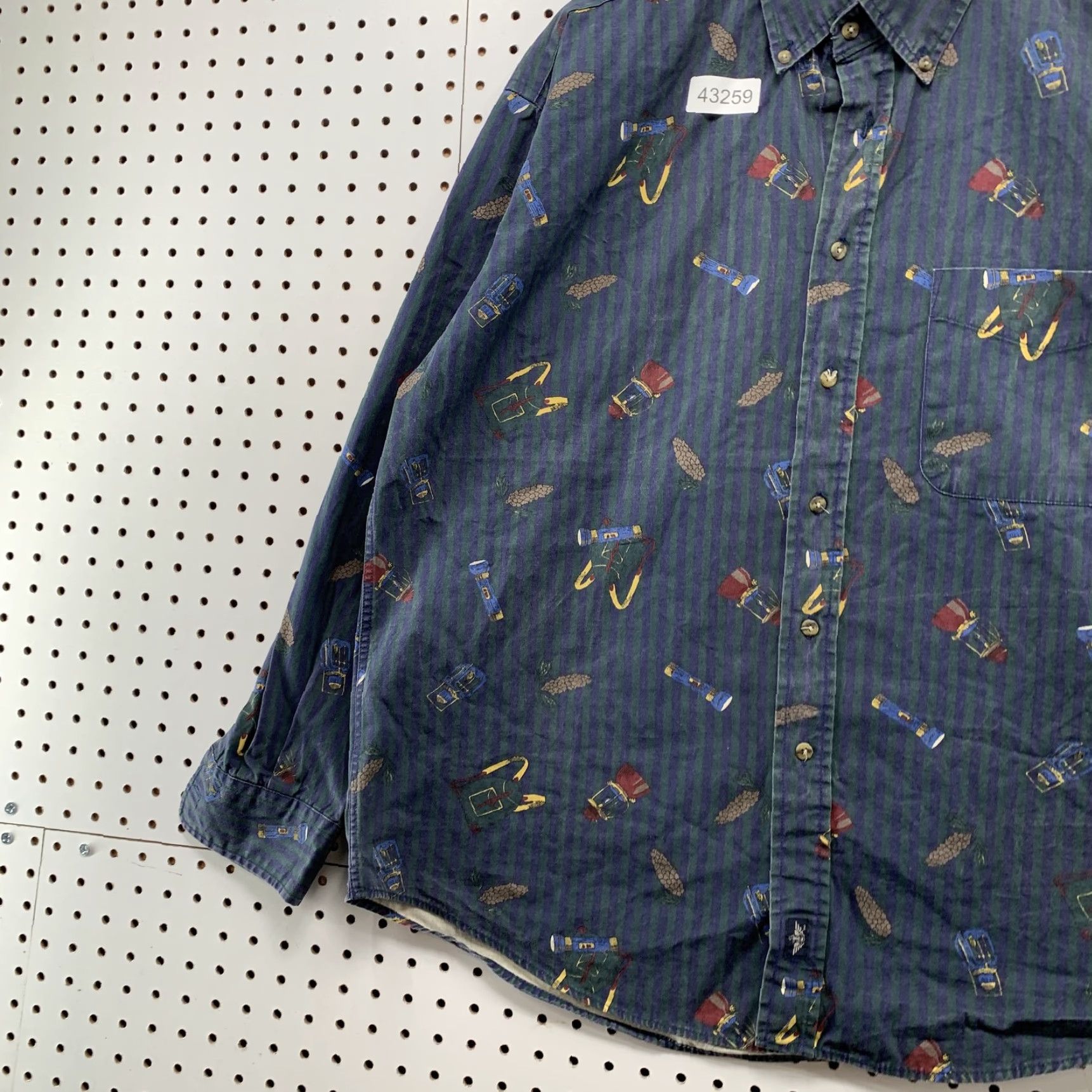 Dockers DOCKERS Shirt Mens L Blue Green Striped Button-Up Outdoor Camping Lightweight Casual Vintage-Check: 90s? Size US L / EU 52-54 / 3 - 3 Thumbnail