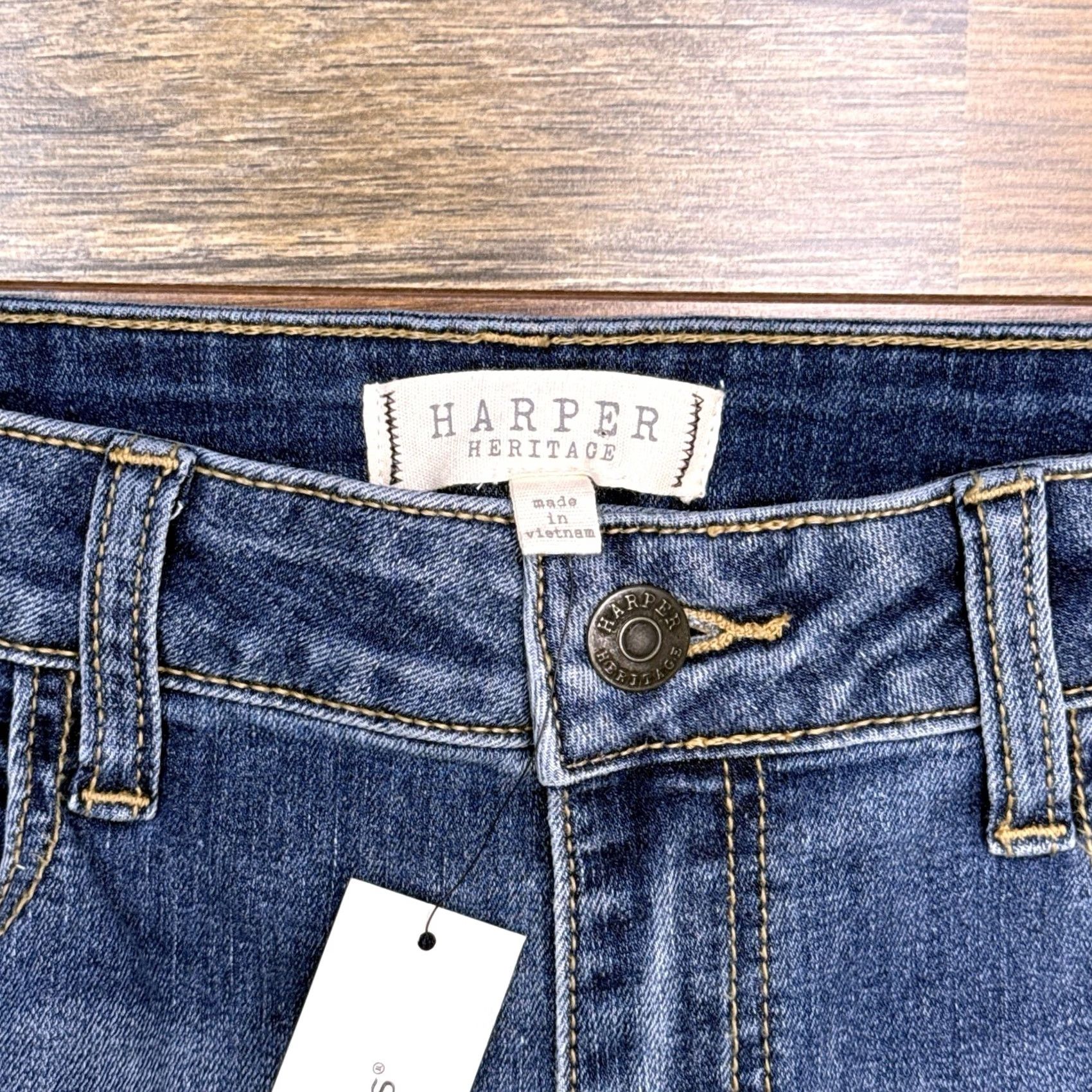 Vintage Harper Heritage Straight Jeans Womens 28 Heavy Distressed Stretch New Size 28" / US 6 / IT 42 - 4 Thumbnail