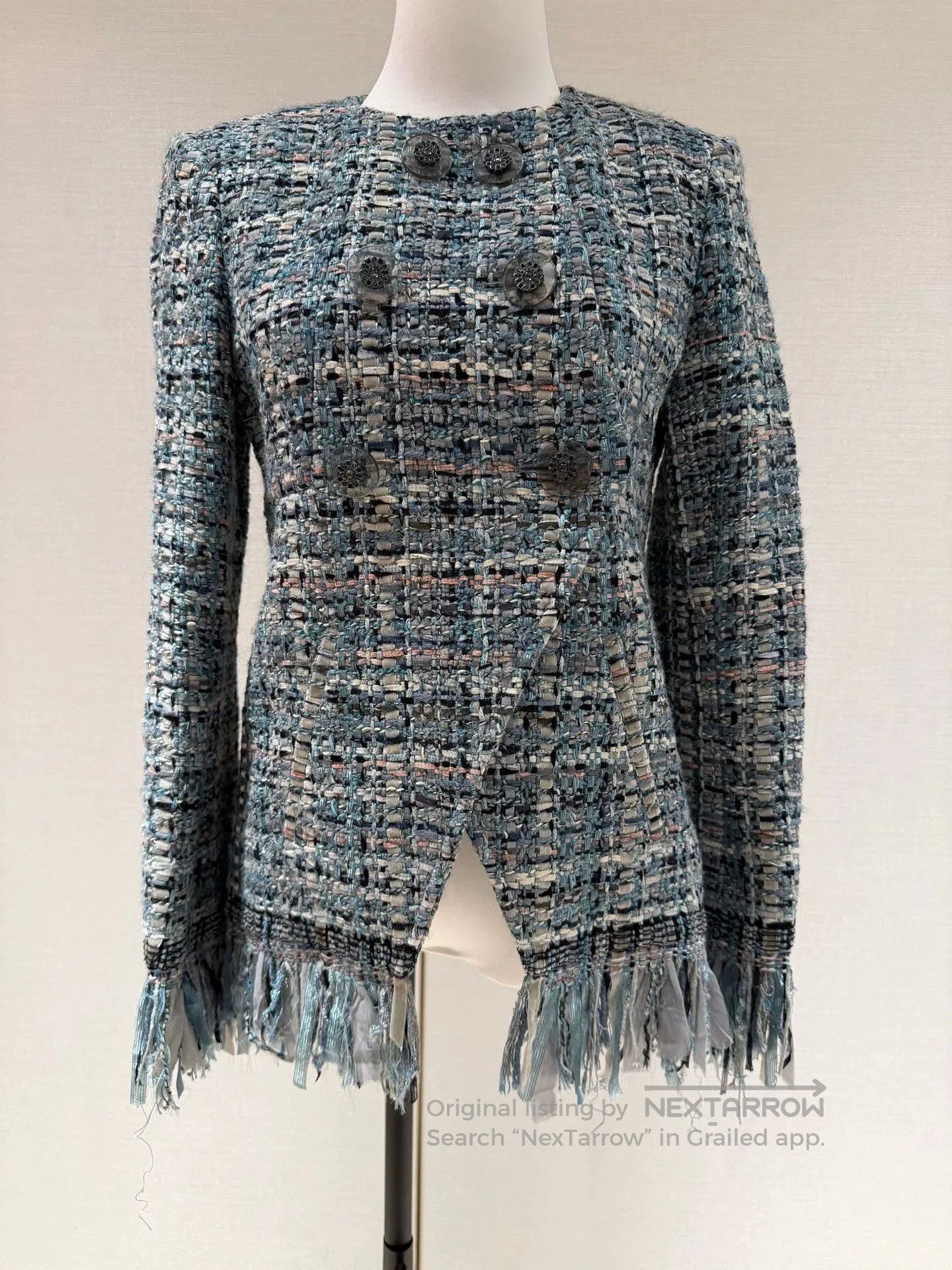Chanel Chanel Blue Tweed Fringe Jacket 36. Size US S / EU 44-46 / 1 - 1 Thumbnail