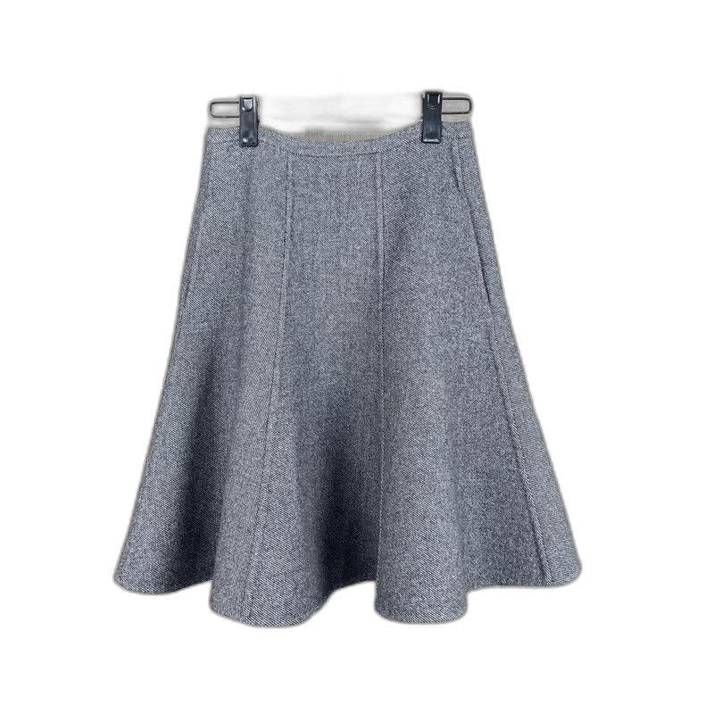 Dior Gray Wool Ruffle Midi Skirt Size 34