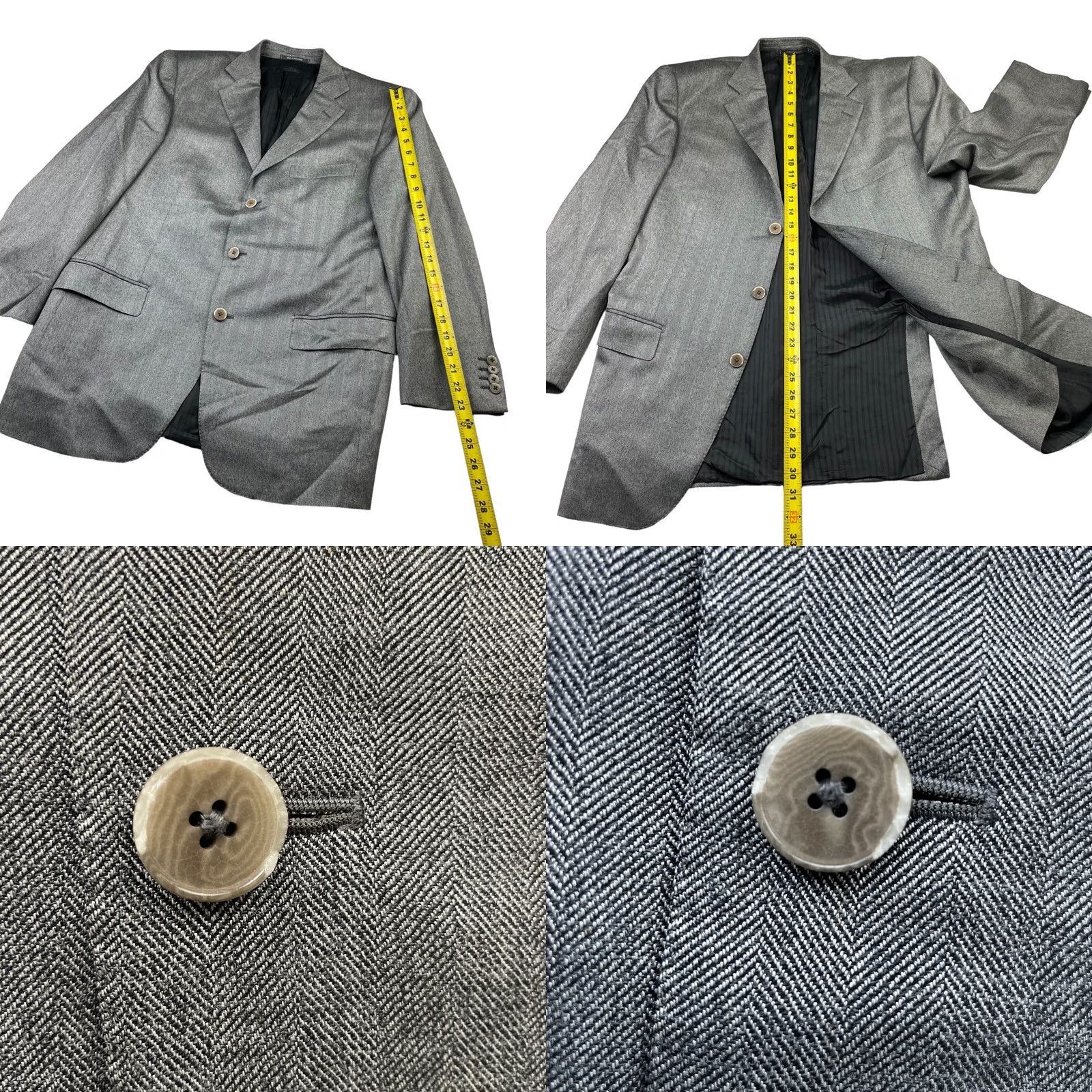 Ermenegildo Zegna Ermenegildo Zegna Blazer Men's Silk Wool Gray Herringbone 42R US 54 EU Size 42R - 9 Thumbnail