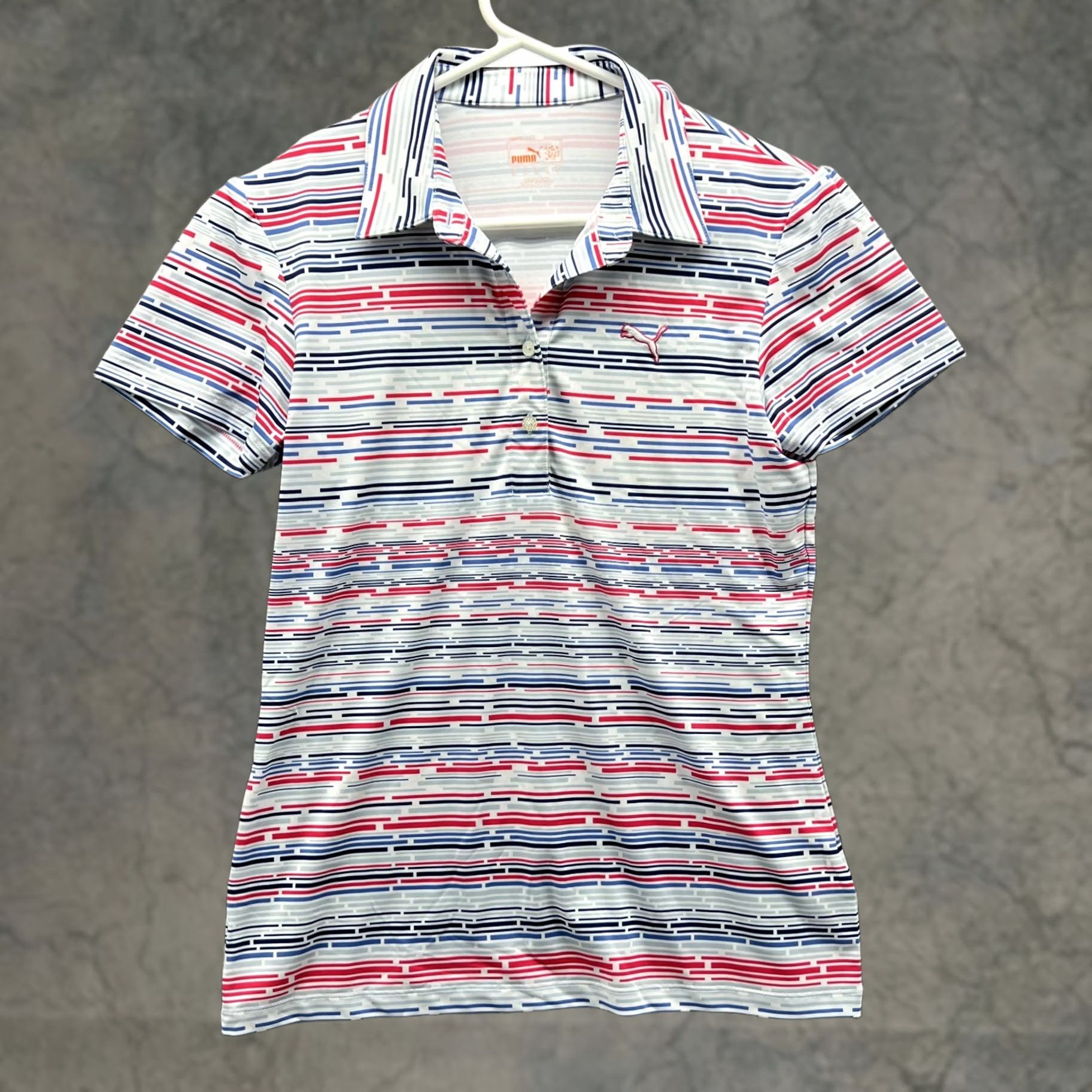 Puma Puma Polo Shirt Women XS Pink Striped Polyester Athletic Golf Trefoil Polo Shirt Casual Womens XS Pink Striped Polyester Trefoil Size XS / US 0-2 / IT 36-38 - 1 Thumbnail