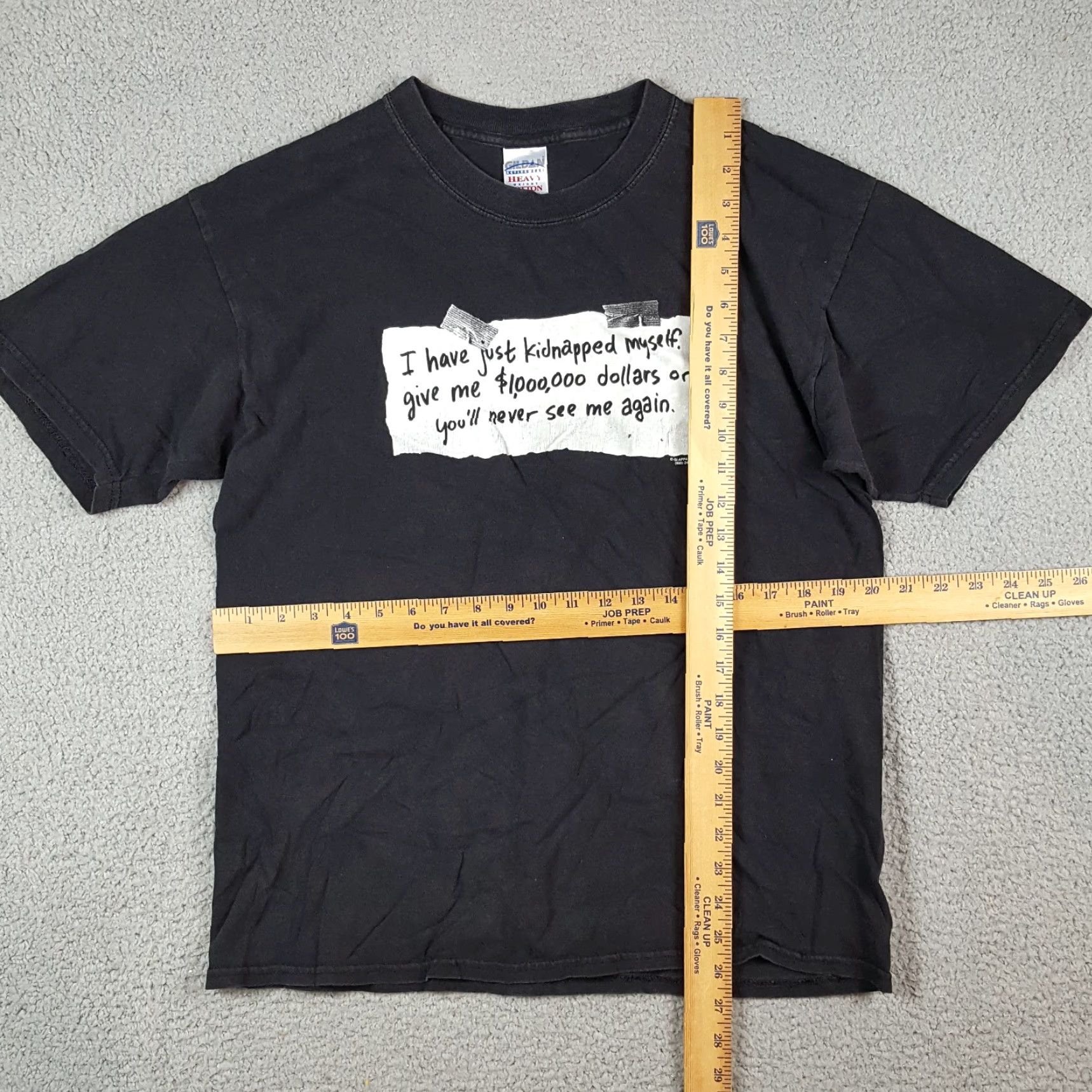 Gildan VINTAGE Y2K Faded Black Kidnapped Myself Funny Ransom Note Mens Size L Retro T Shirt Size US L / EU 52-54 / 3 - 6 Thumbnail