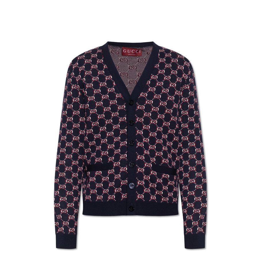 Gucci GUCCI GG Pattern Navy Blue Wool Cardigan New & Authentic (Me Size US XL / EU 56 / 4 - 1 Preview