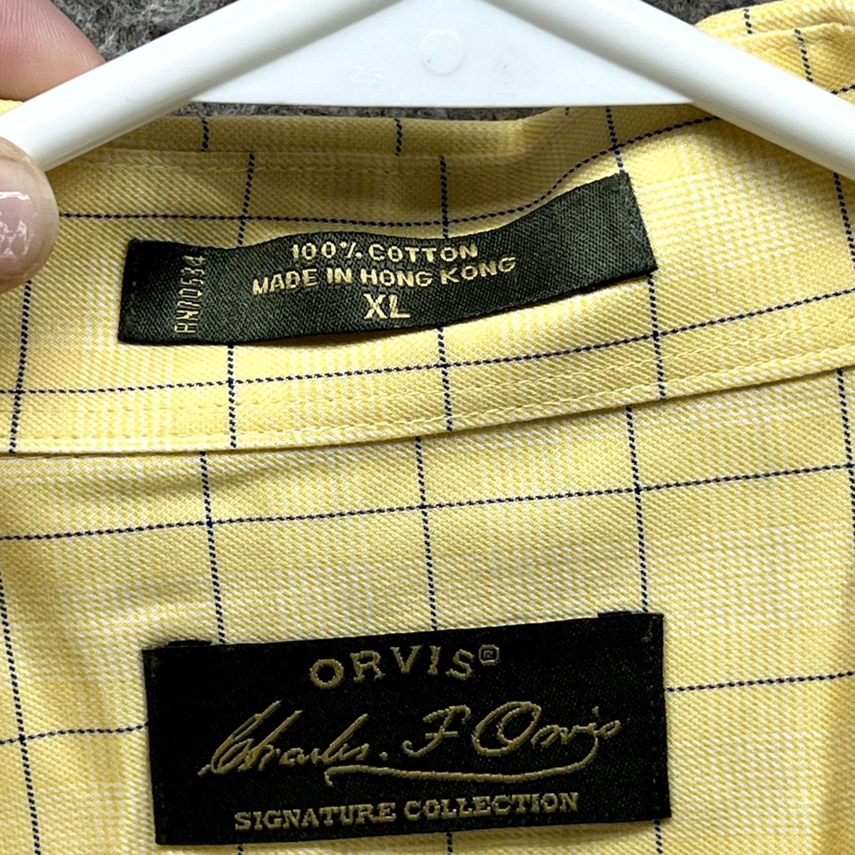 Orvis Orvis Shirt Mens XL Yellow Check Long Sleeve Button Front Casual Cotton Outdoor Mens, XL, Yellow, Check, Button-Up, Classic Fit, Pockets, All Seasons Size US XL / EU 56 / 4 - 4 Thumbnail