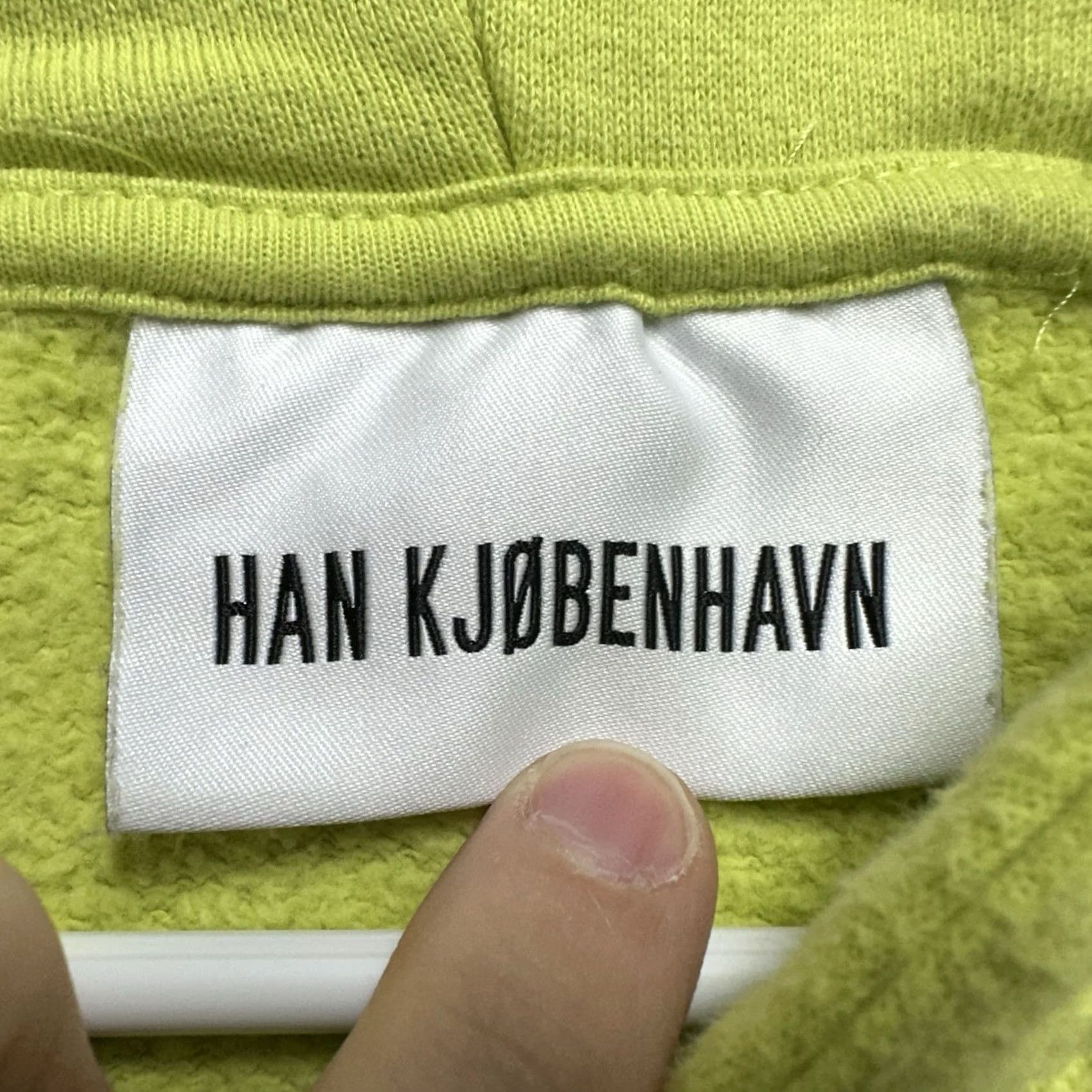 Vintage Han Kjobenhavn Hoodie Sweatshirt XL Neon Green Social Resort Embroidered Mens Size US XL / EU 56 / 4 - 5 Thumbnail