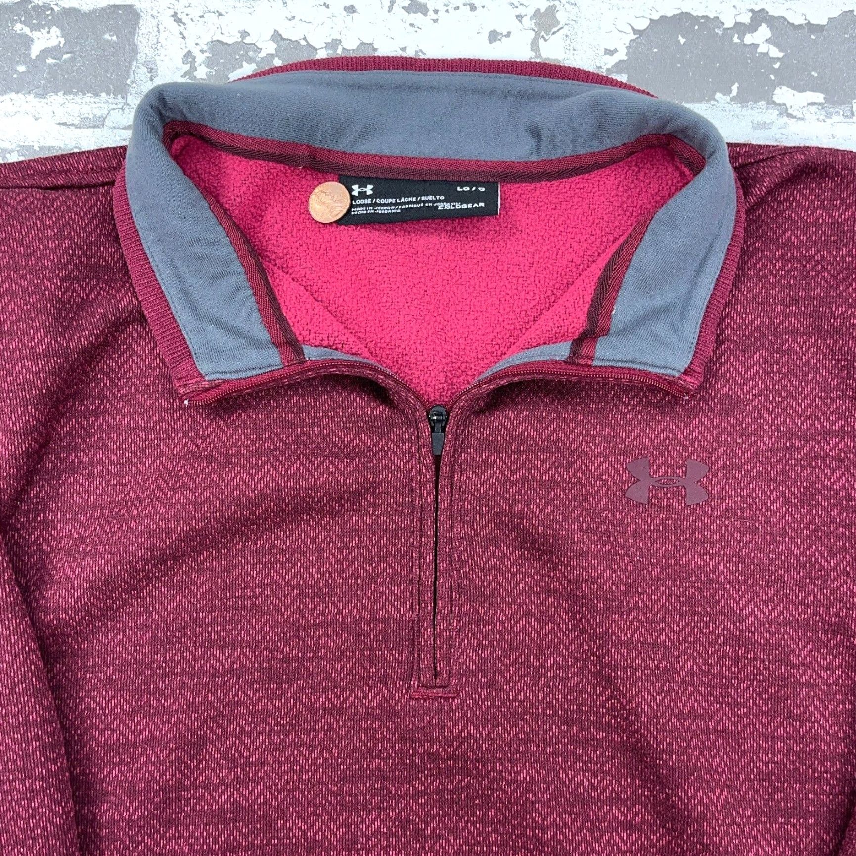 Under Armour VINTAGE Under Armour Sweatshirt Men Large Pink Pullover Zip Golf Weatherproof Running Athletic Baltics Size US L / EU 52-54 / 3 - 2 Thumbnail
