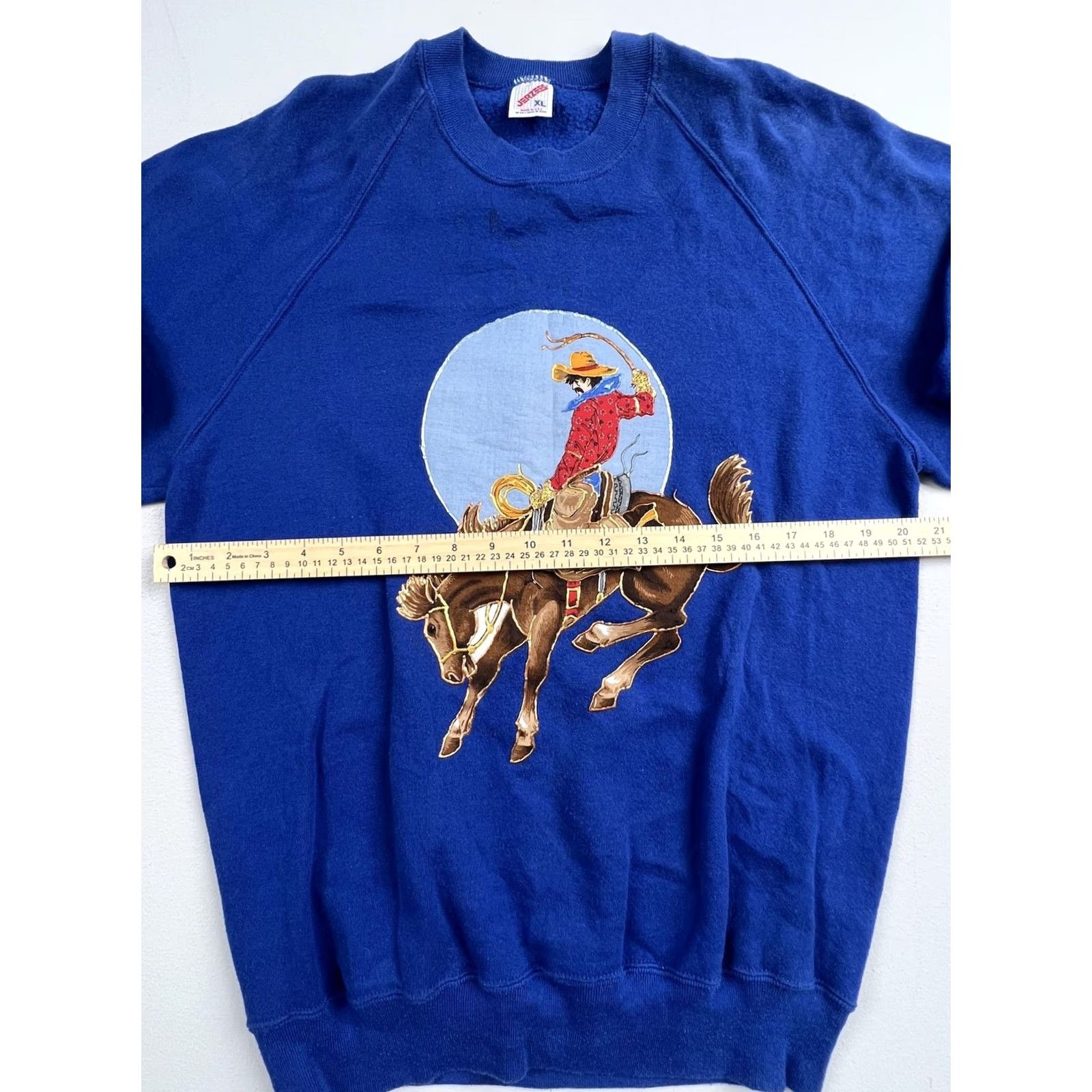 Jerzees VINTAGE Jerzees Sweatshirt Mens XL Blue Cowboy Horse Western Graphic USA 90s Size US XL / EU 56 / 4 - 4 Thumbnail