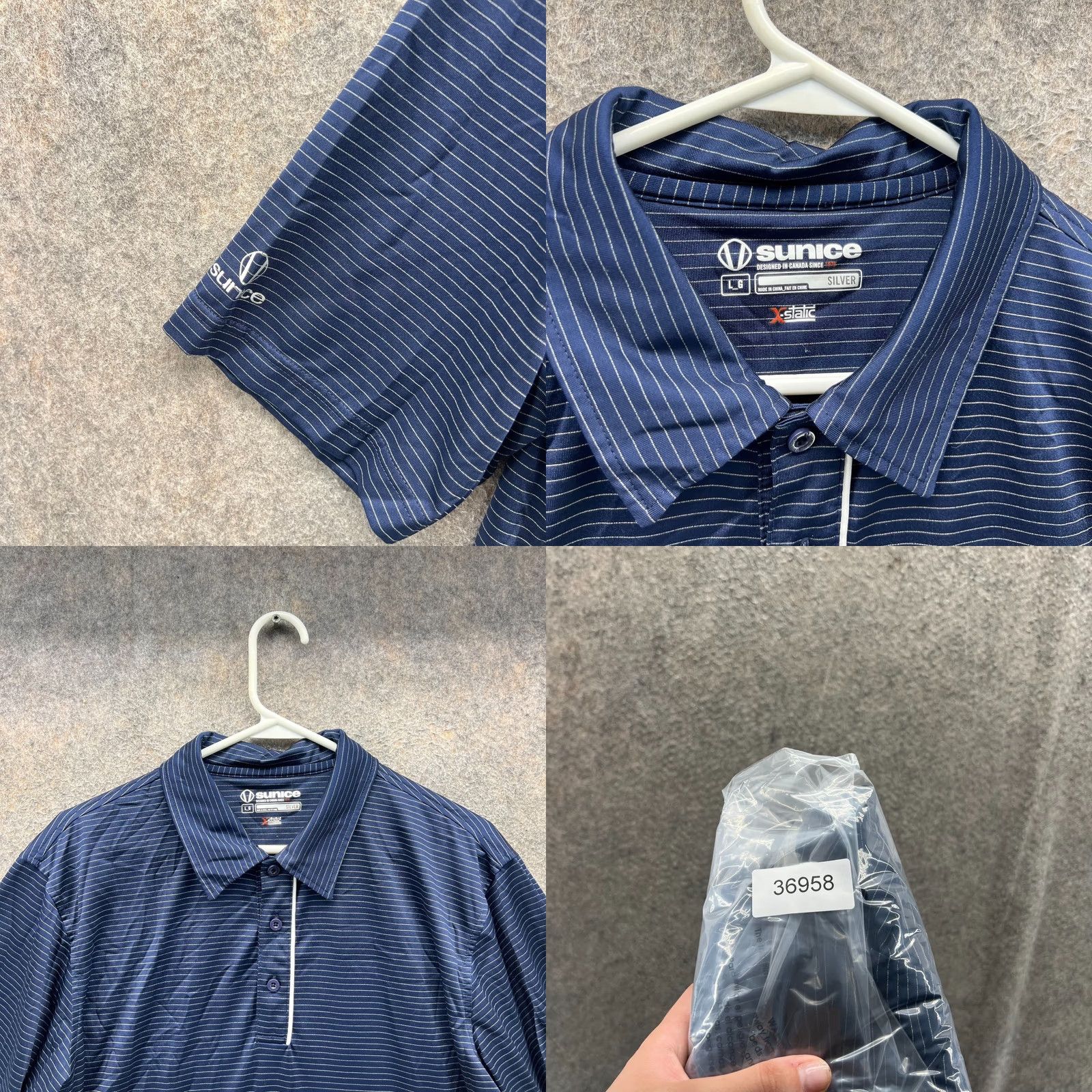 Vintage Sunice Polo Shirt Men L Blue Pinstripe X-Static Knit Stretch Golf Size US L / EU 52-54 / 3 - 8 Thumbnail