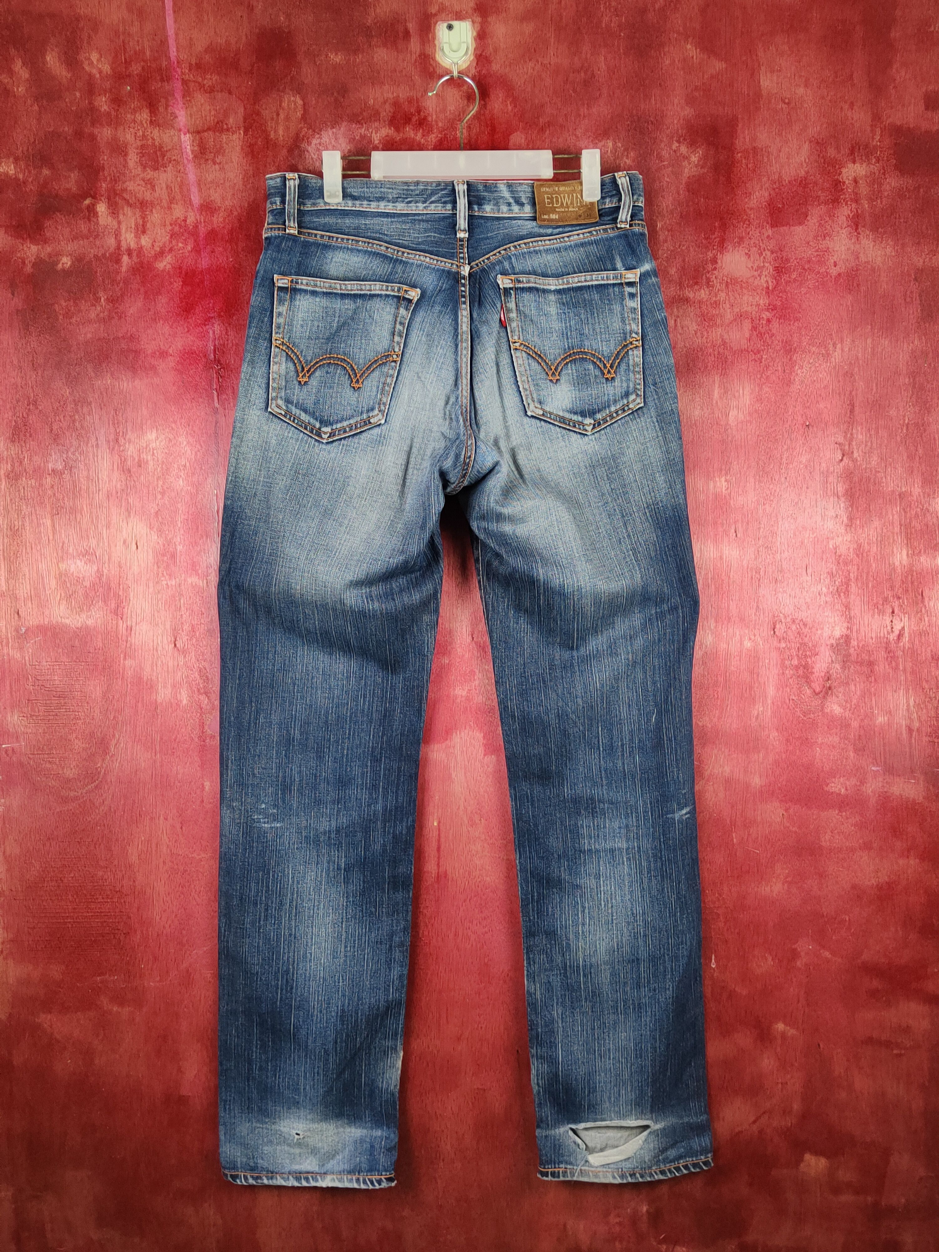 Edwin Edwin Dark Blue Distressed Ripped Jeans #S2198 Size US 31 - 7 Thumbnail