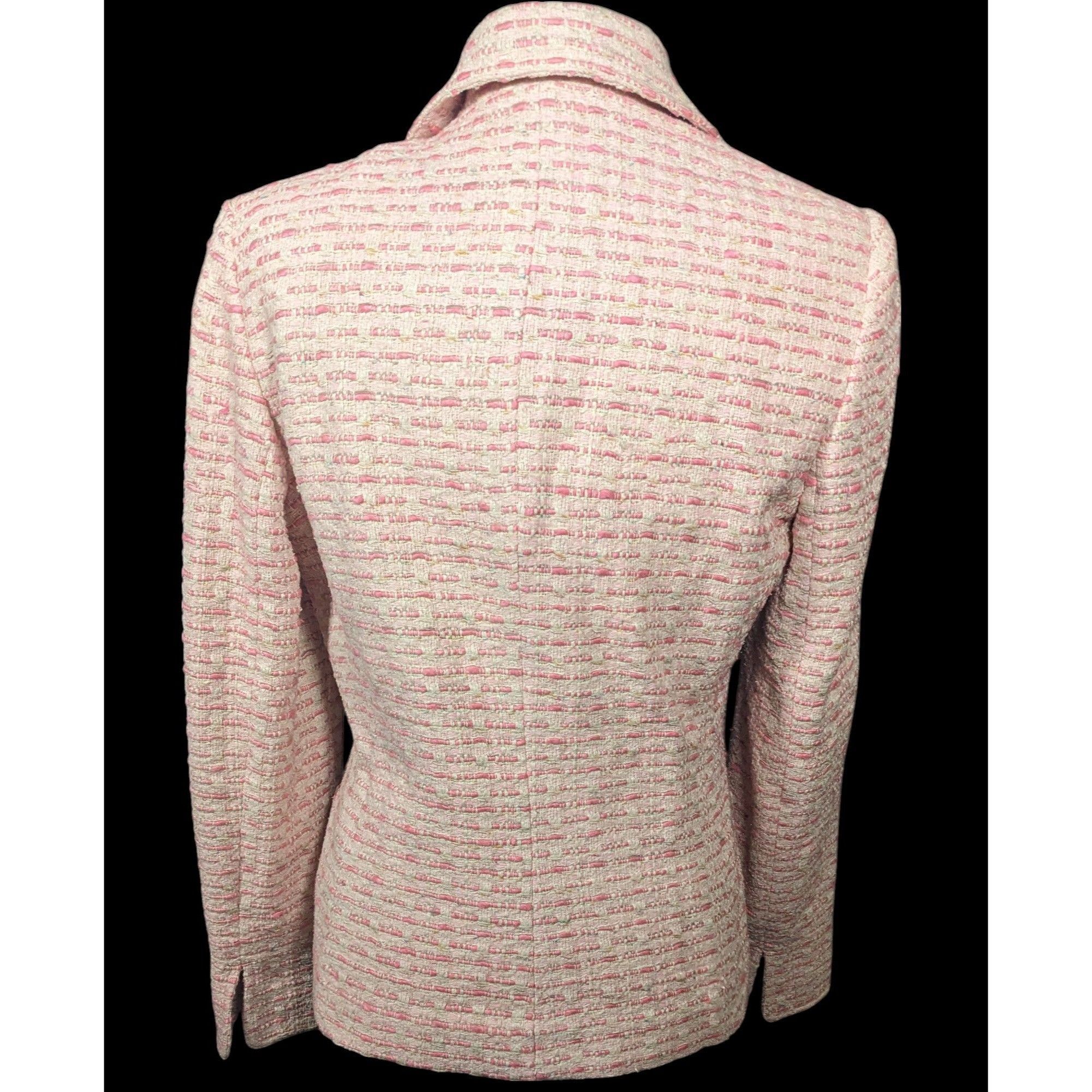 Other Vintage Textured Pink And White Woven Button Front Blazer Size M / US 6-8 / IT 42-44 - 2 Thumbnail