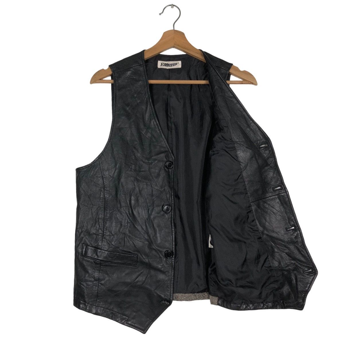 Japanese Brand 📌VINTAGE LEATHER TANK TOP VEST BIKER BONSKIP JAPAN Size US M / EU 48-50 / 2 - 5 Thumbnail