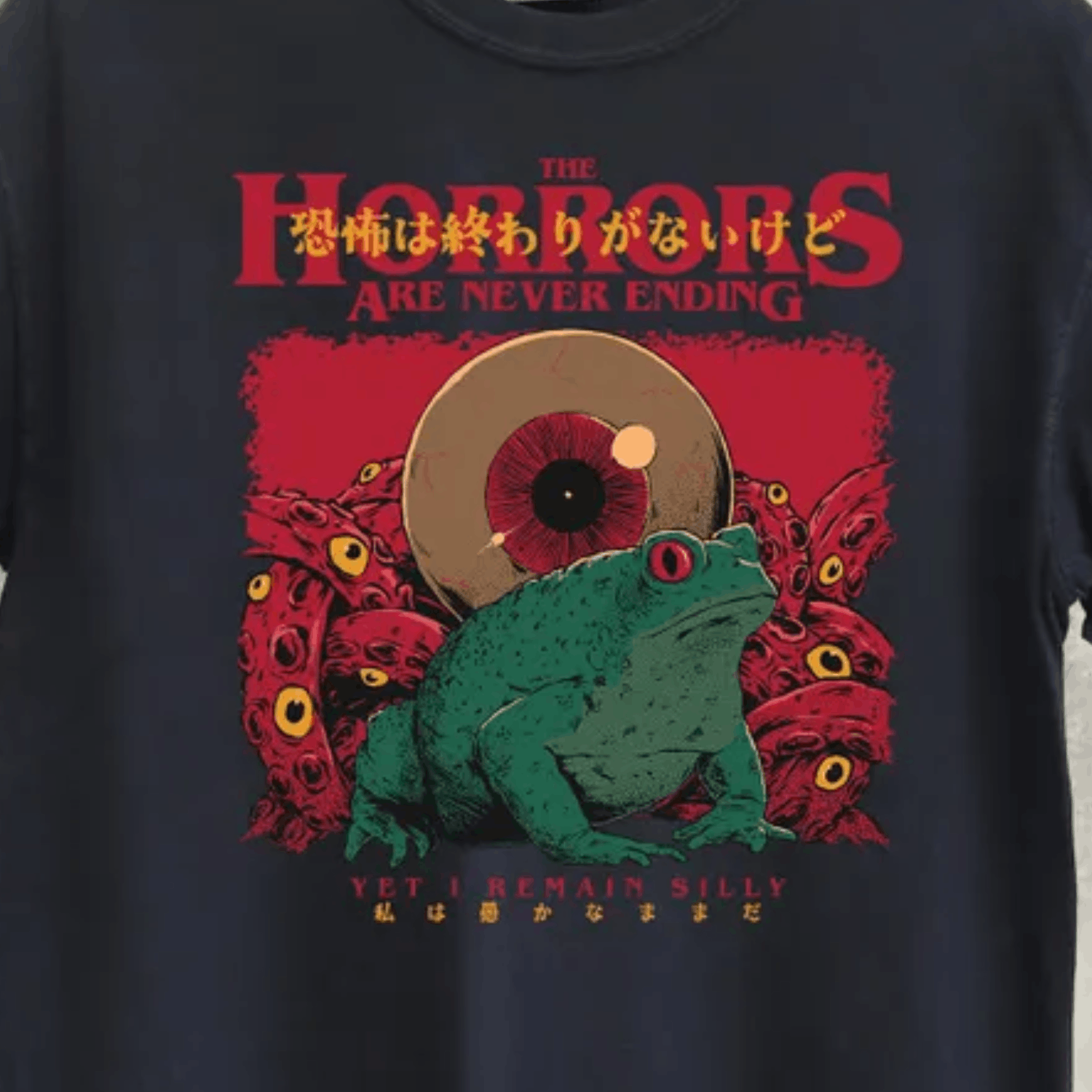 Japanese Brand Horrors Are Never Ending Frog Shirt, Silly Frog Shirt Size US L / EU 52-54 / 3 - 2 Thumbnail
