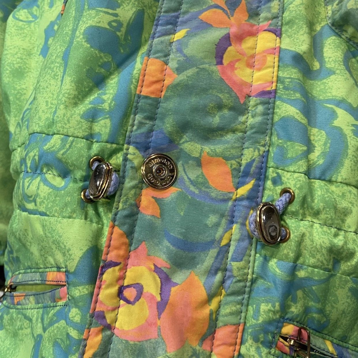 Goldwin Vintage 90s Goldwin All-Over Print Ski Jacket Neon Green Size US L / EU 52-54 / 3 - 10 Thumbnail