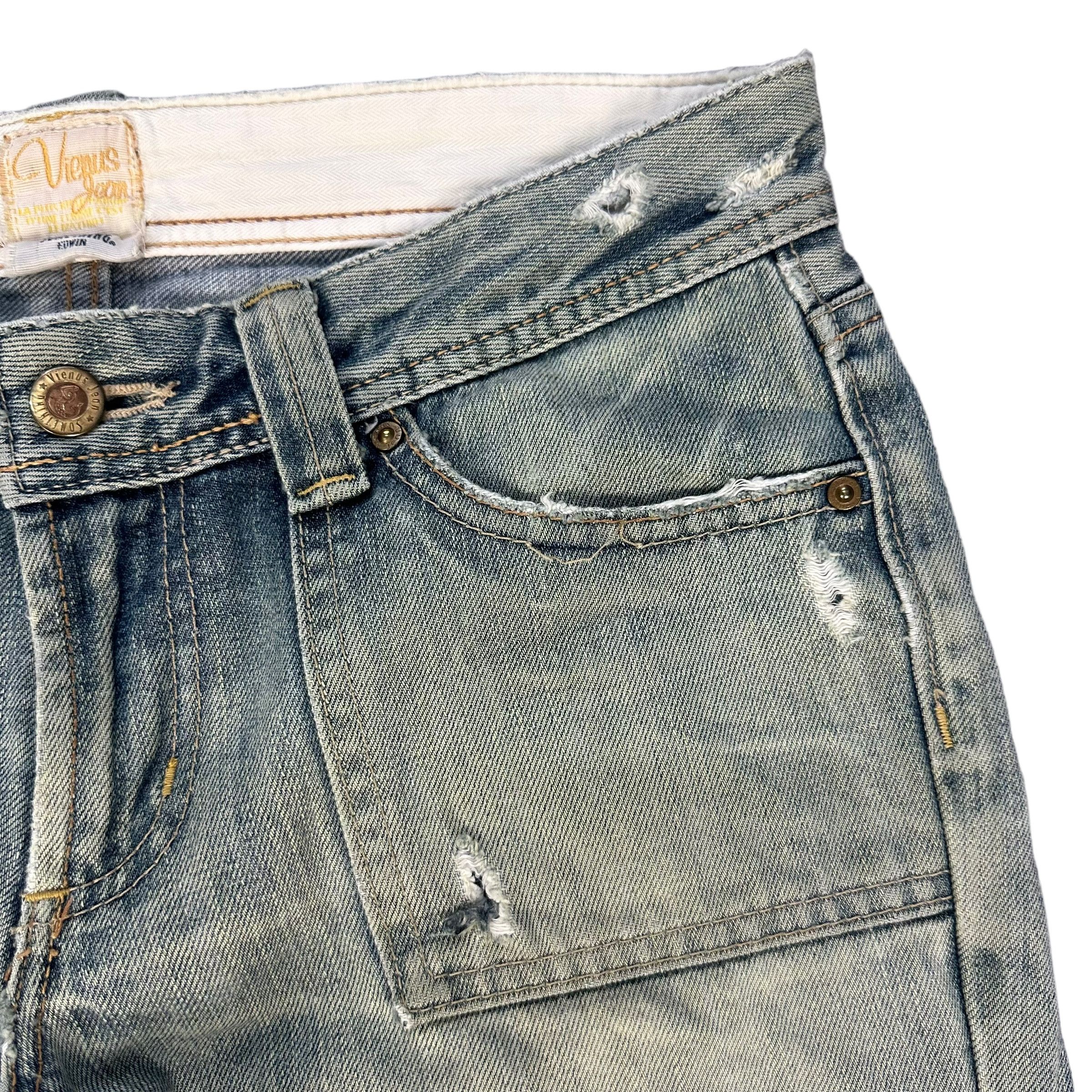 Edwin VIENUS JEANS EDWIN RUSTY DISTRESS FLARE JEANS #8865-032 Size 31" - 4 Thumbnail
