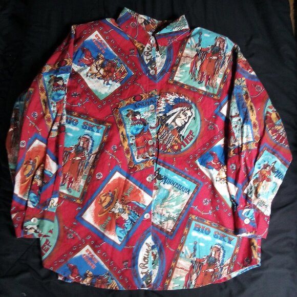 Other Vintage Ideas Unreal Cowboys & Indians West AOP Button Shirt Size US XXL / EU 58 / 5 - 2 Thumbnail