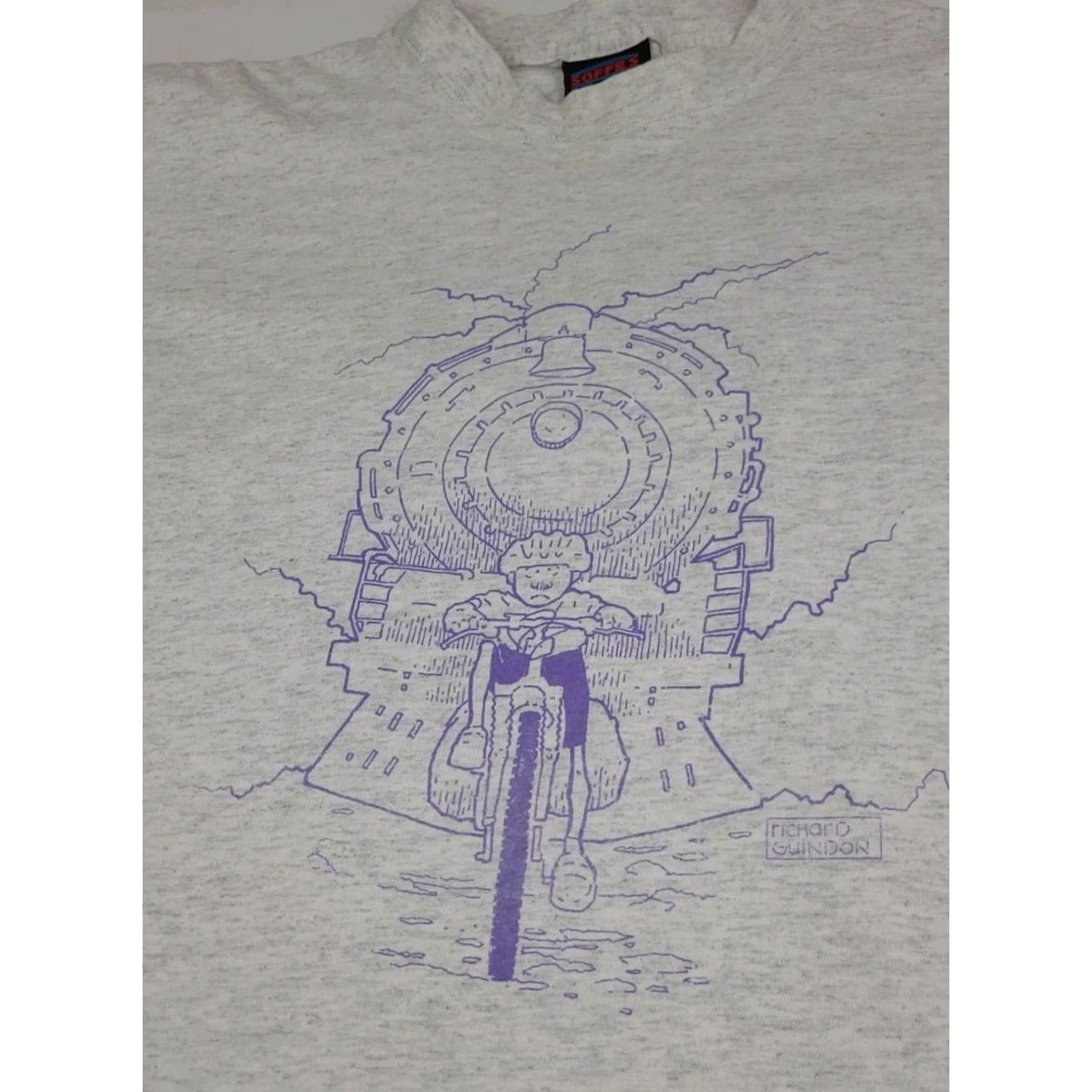 Soffe VINTAGE Soffe Michigander Cycling Event Print T Shirt 90s Gray Mens L Short Sleeve Crew Neck Shirt Size US L / EU 52-54 / 3 - 4 Thumbnail