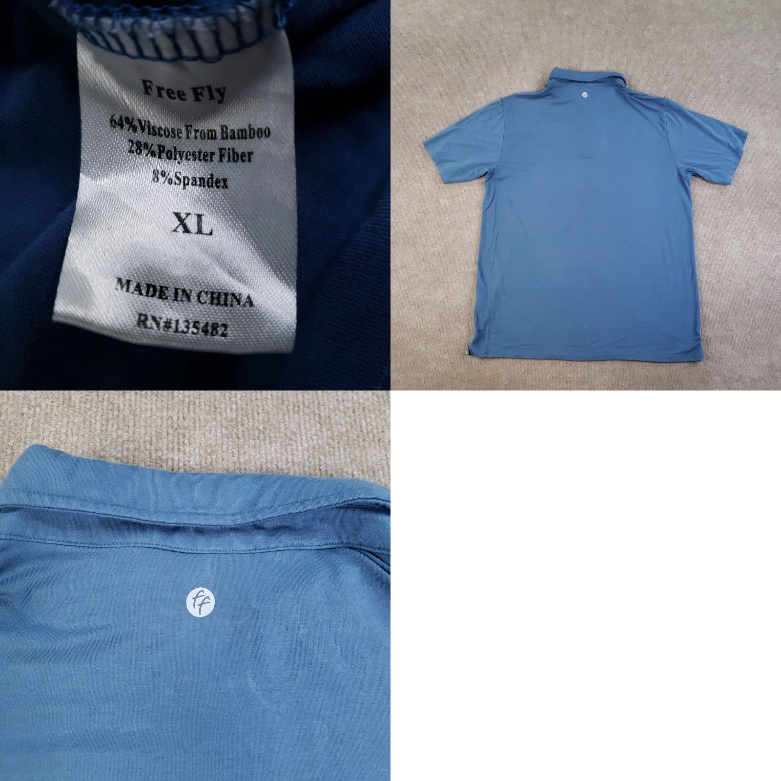 Vintage Free Fly Polo Shirt Mens XL Blue Golf Performance Stretch Lightweight Size US XL / EU 56 / 4 - 8 Thumbnail