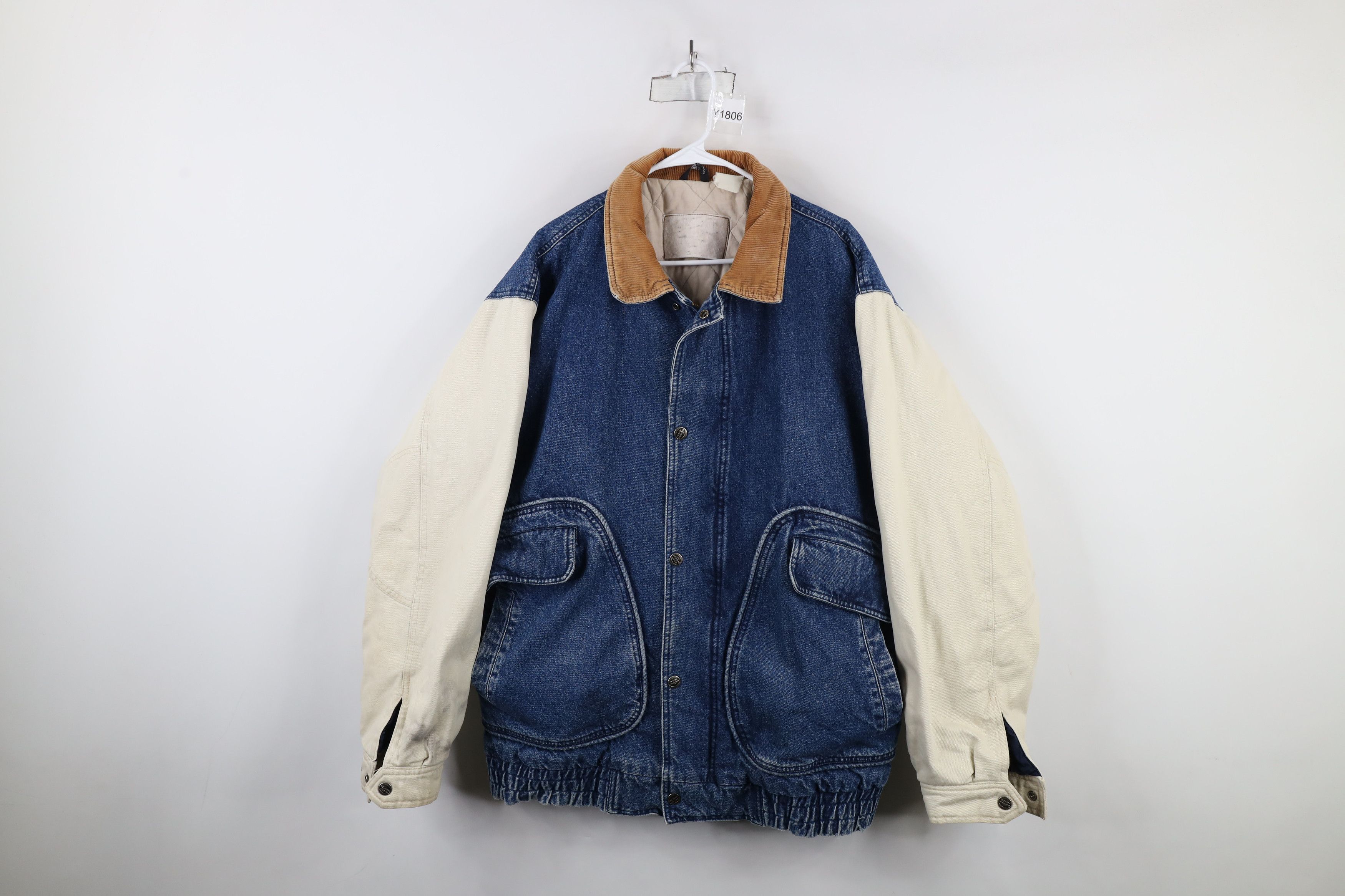 Vintage 90s Streetwear Heavyweight Denim Varsity Jacket