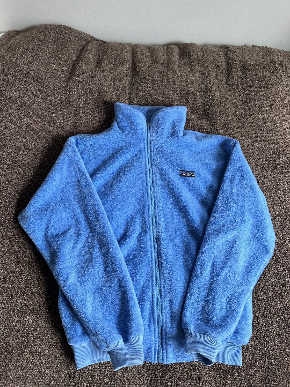 1990s Vintage Patagonia Baby Blue Full Zip Fleece Jacket